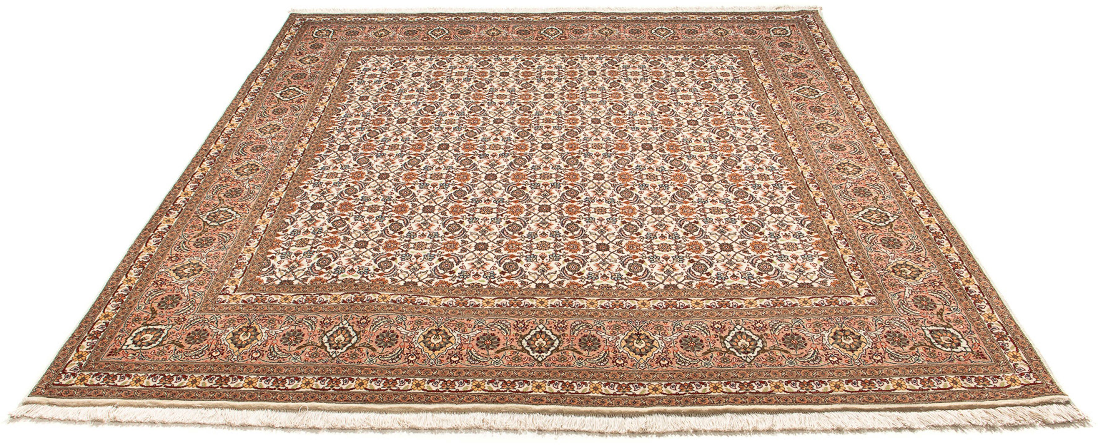 Orientteppich Perser - Täbriz quadratisch - 215 x 202 cm - hellbraun, morgenland, quadratisch, Höhe: 10 mm, Wohnzimmer, Handgeknüpft, Einzelstück mit Zertifikat