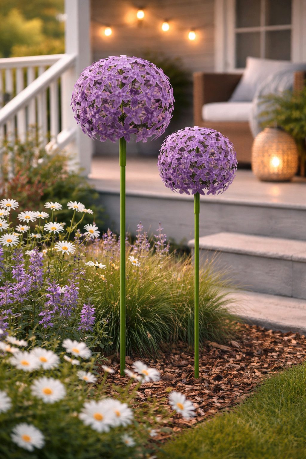 finehomegarden Gartenstecker Pflanzstecker Allium dunkellila "ArtFerro" Metall Ø16,2cm H111,2cm (1-St) Beetstecker Gartenstecker Blütenkugel Gartendeko Stecker/ – Bild 2 von 3
