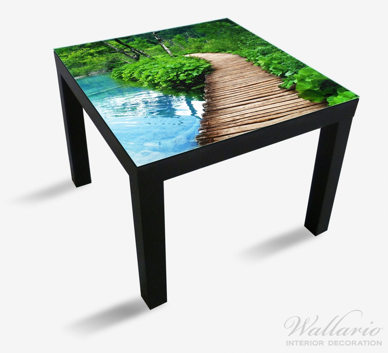 Wallario Tischplatte Holzweg im für Tisch (1 Ikea Wald geeignet St), Lack