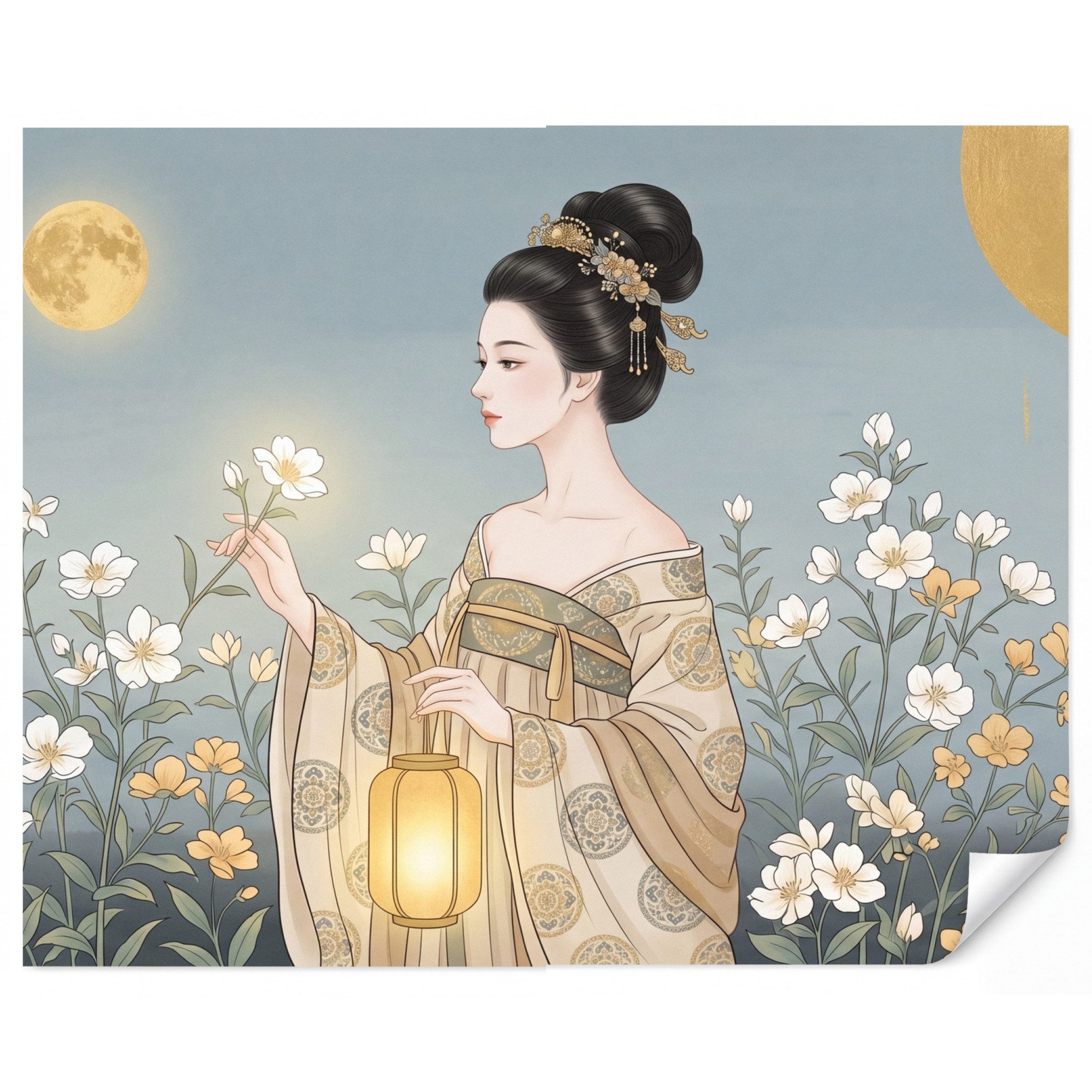 OnlyWow Fototapete Asiatisch - Frau - Kimono, Matt, bedruckt, Wandtapete, Wohnzimmer, Vinyl Tapete 260x220cm