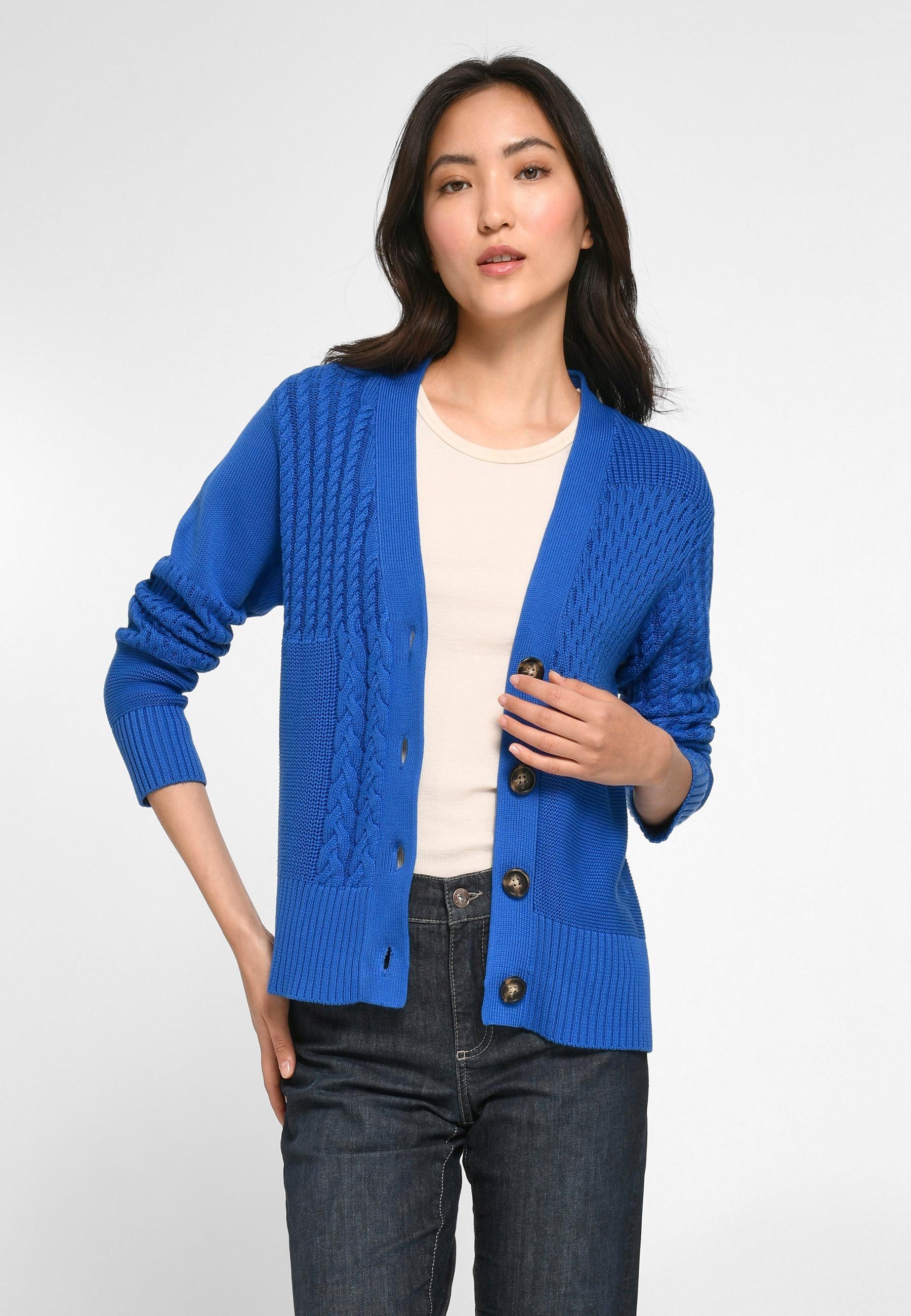 Peter Hahn Strickjacke Cotton mit modernem Design blau