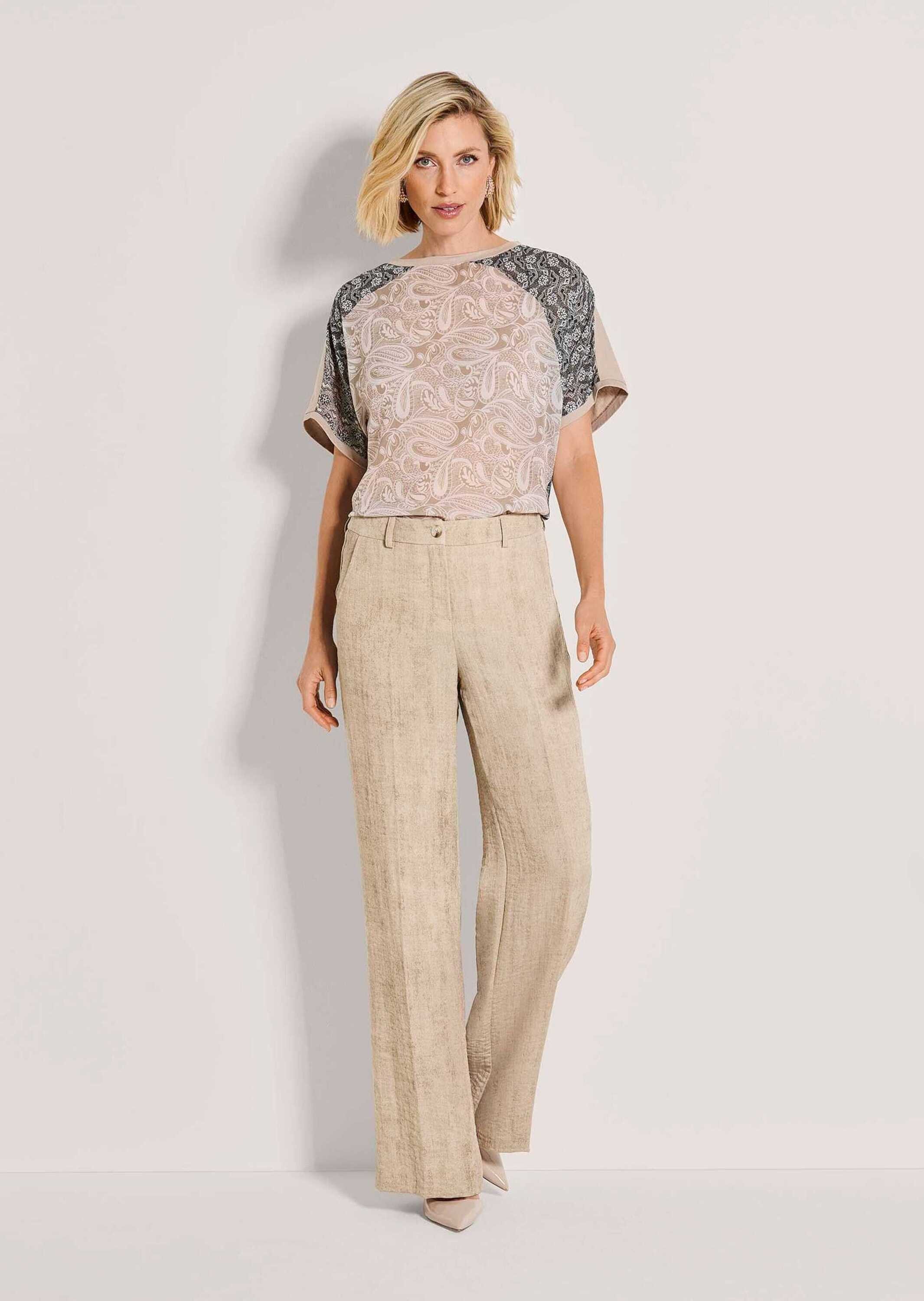 MADELEINE Bügelfaltenhose Lässige Sommerhose mit weitem Bein Stoffhose mit Formbund, Gürtelschlaufen, Taschen und Knöchellänge