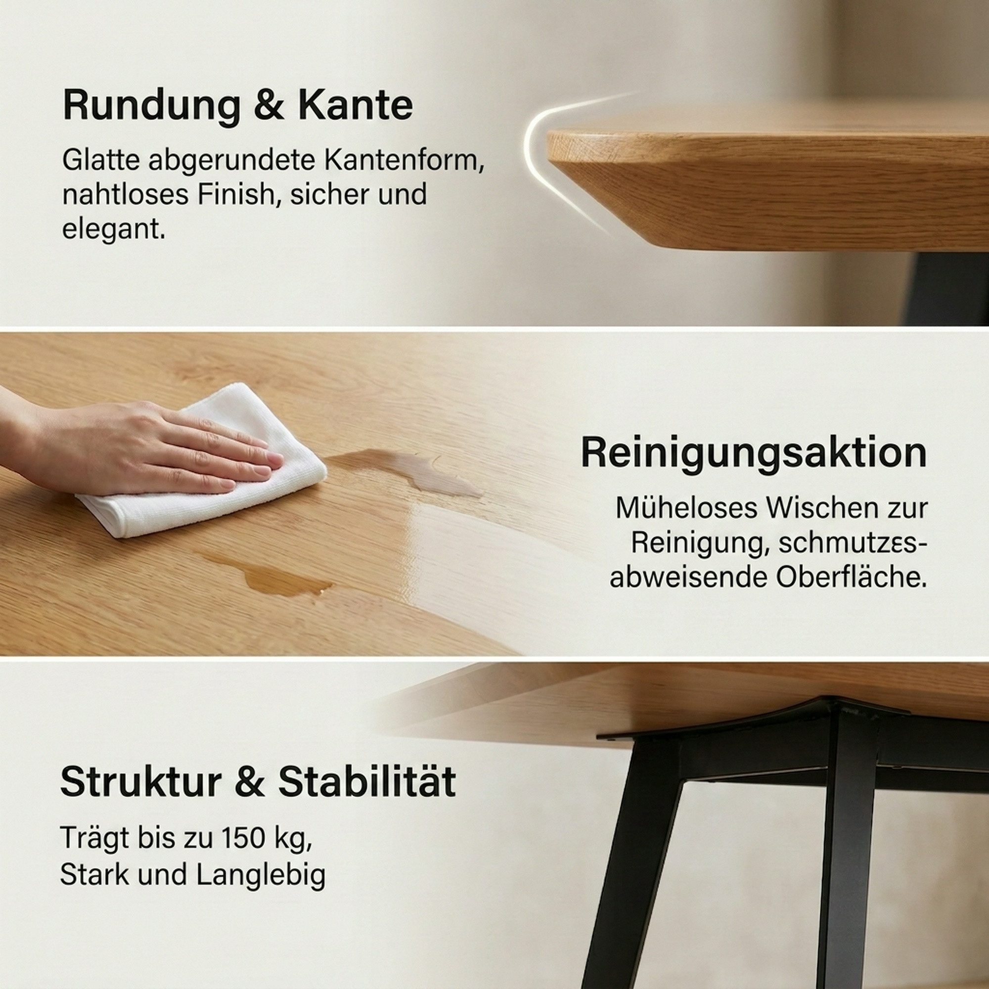 Jiexi Essgruppe Essgruppe ausziehbar MDF Eiche-Optik Tisch mit Flanell Stühlen – Bild 5 von 5