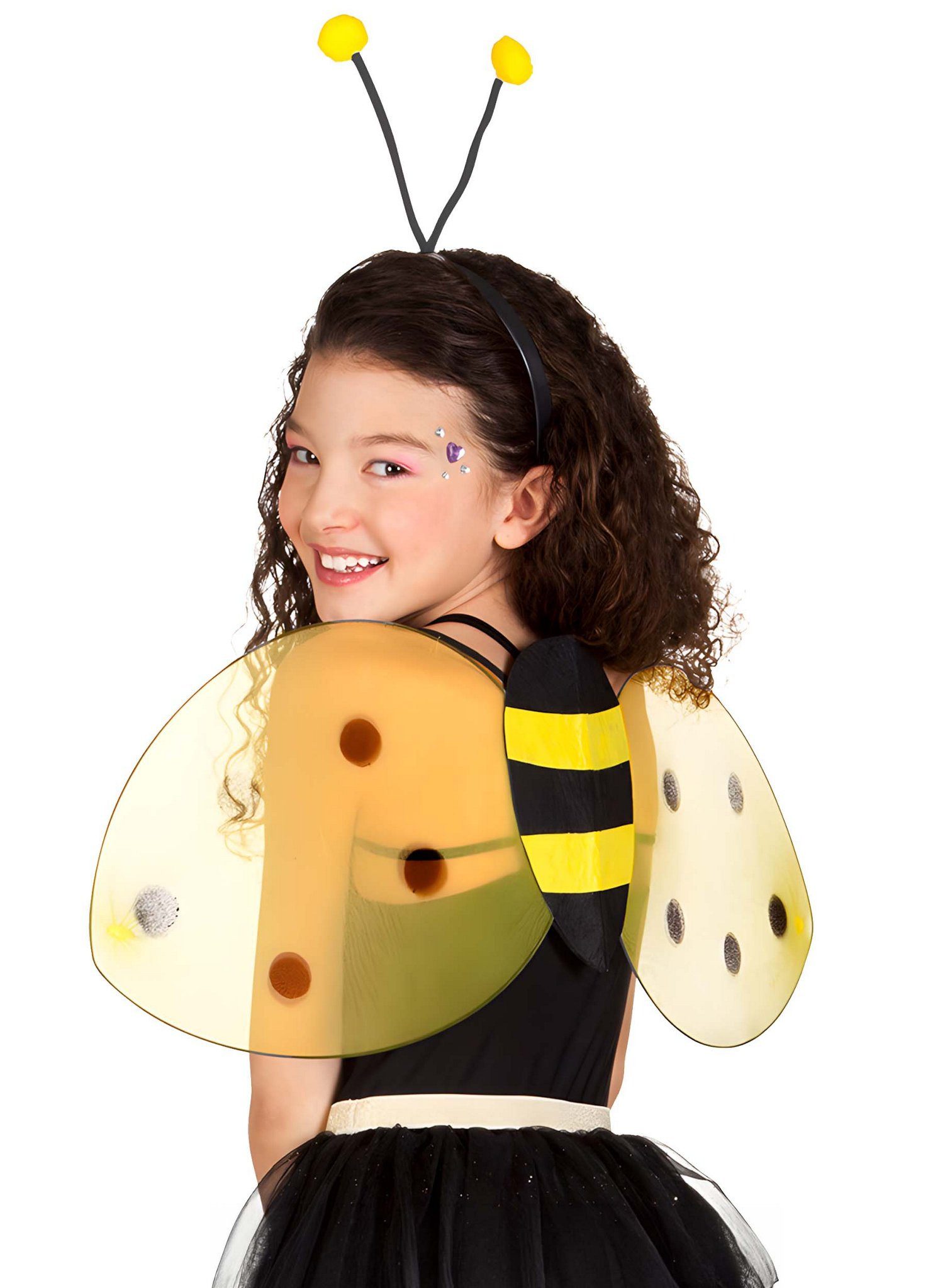 Boland Kostüm-Flügel Bienen Flügel Set 2teilig - für Fasching Karneval, Bienen Flügel und Fühler für Erwachsene und Kinder