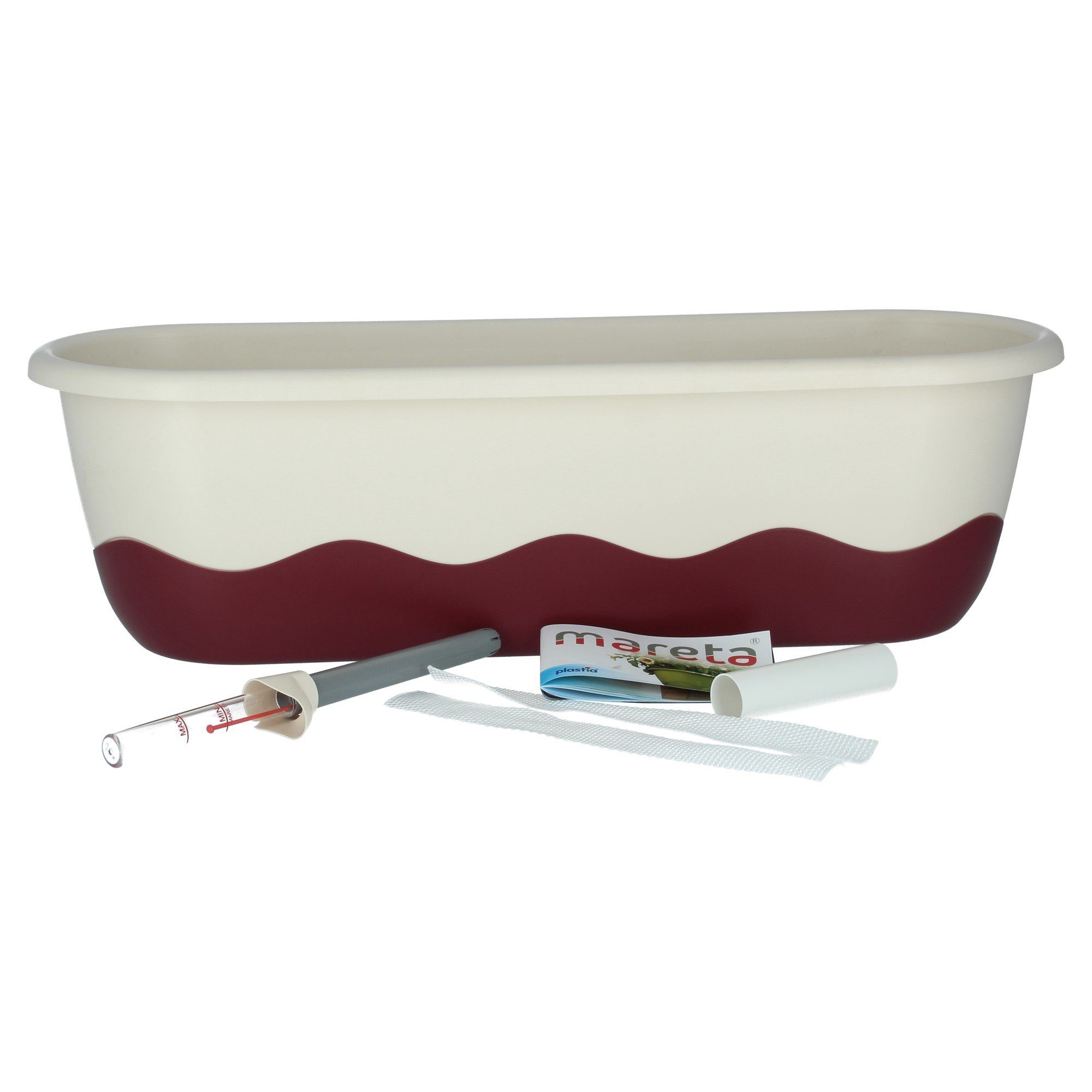 PLASTIA Blumenkasten Mareta 60 weiß rot mit Erdbewässerung