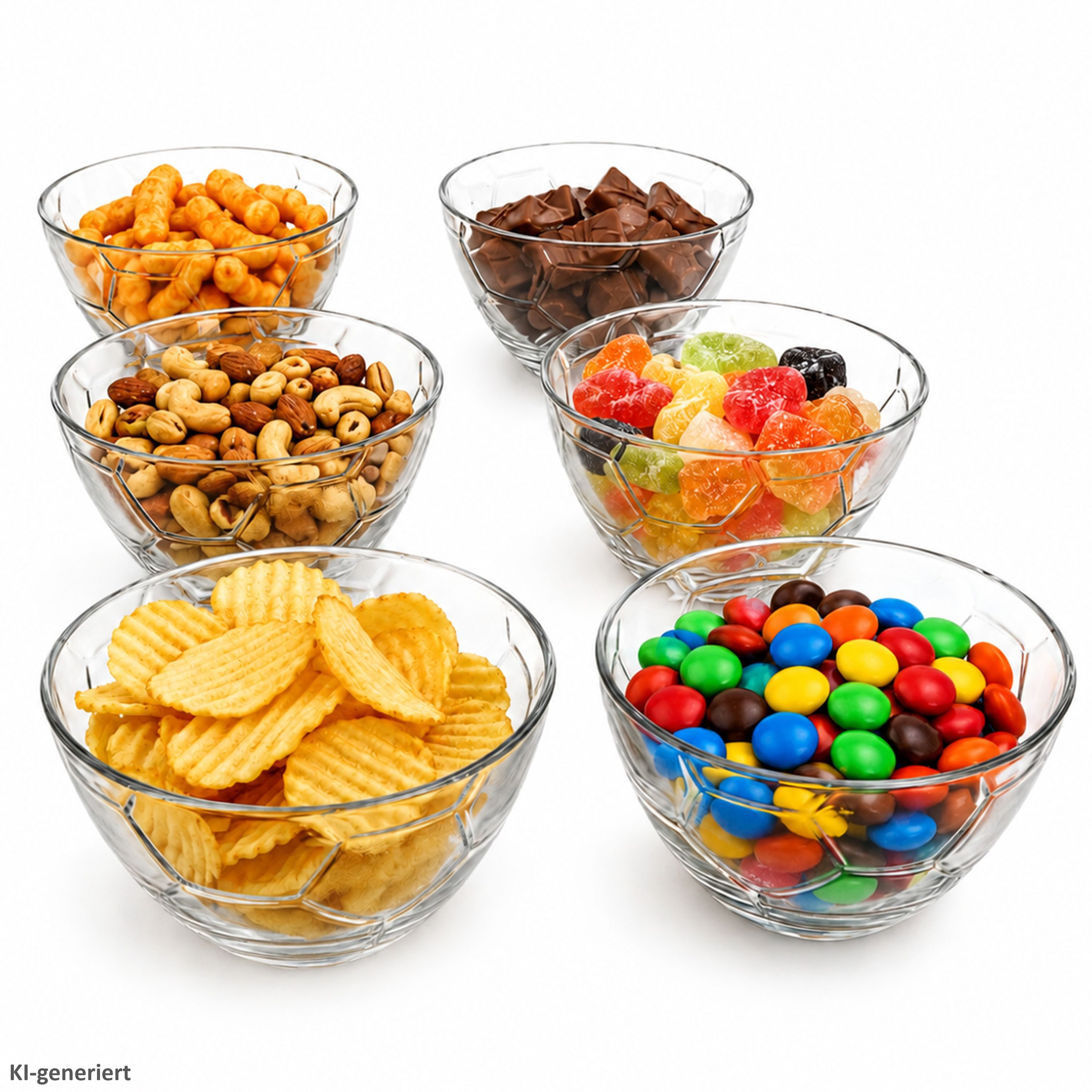 MamboCat Müslischale 6x Fußball Schale 450ml Glas Bowl Schüssel Ball Chips Snacks Party, Glas