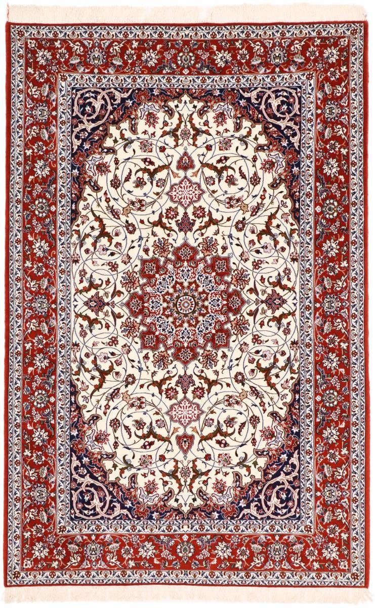 Orientteppich Isfahan Seidenkette 154x242 Handgeknüpfter Orientteppich, Nain Trading, rechteckig, Höhe: 6 mm