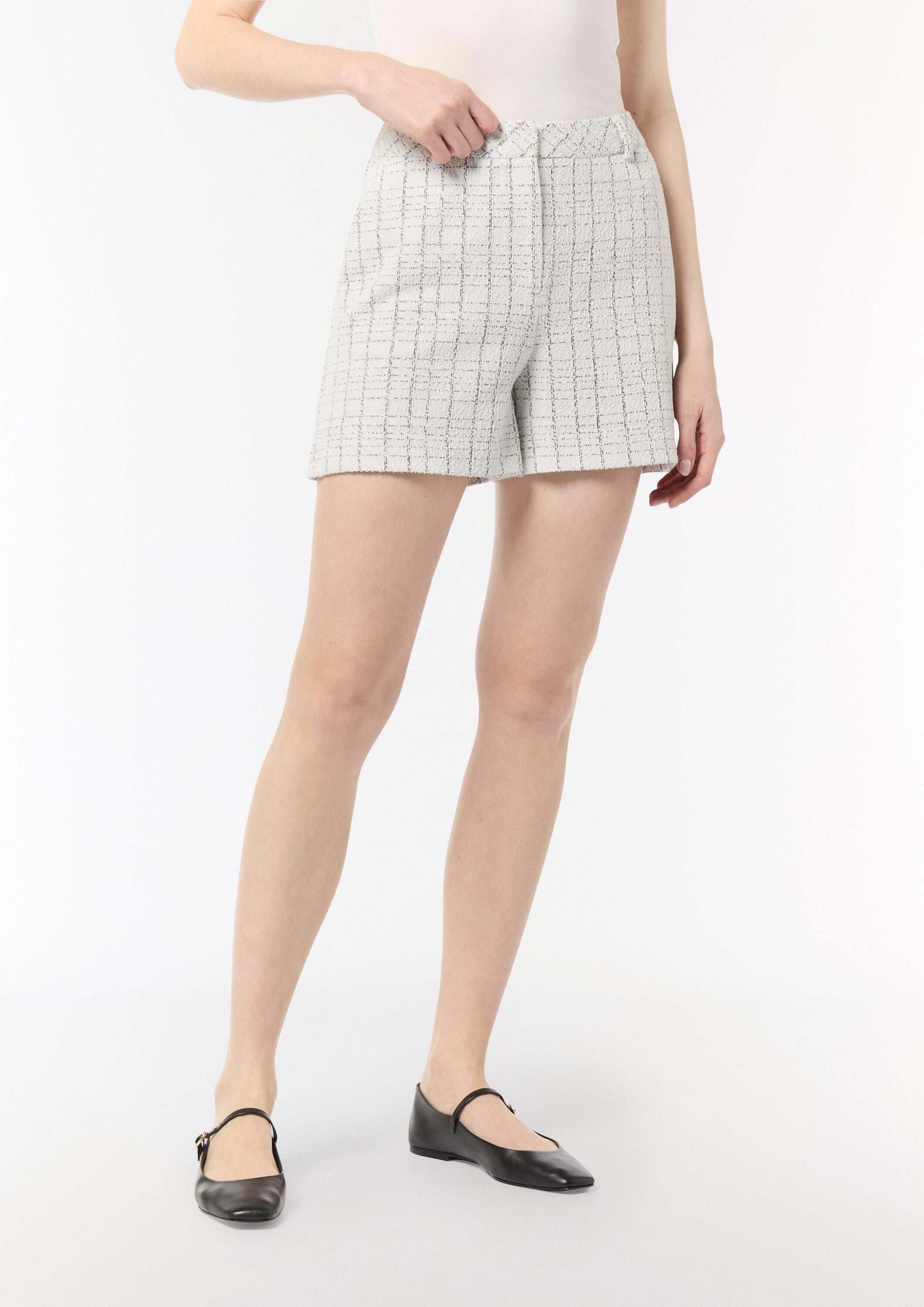 comma Shorts Hose Bouclé-Jerseyshorts mit Metallic-Garn