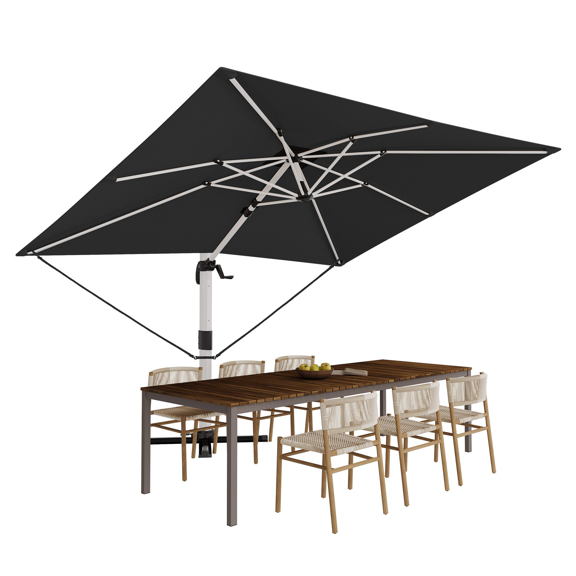 HOMALL Sonnenschirm 300x400 cm Ampelschirm mit Ständer, 360 Grad drehbar, UV-Schutz 50+, 300*400CM, φ330CM, 270*270CM, Gewicht 18-28KG, faltbar, geeignet für Garten, Terrasse, Schwimmbad