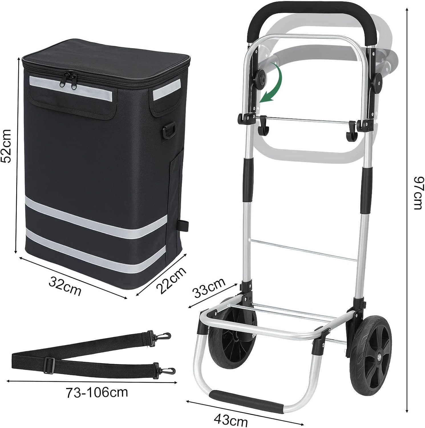 Youyijia Einkaufstrolley Einkaufstrolley 64 L, klappbarer Einkaufswagen