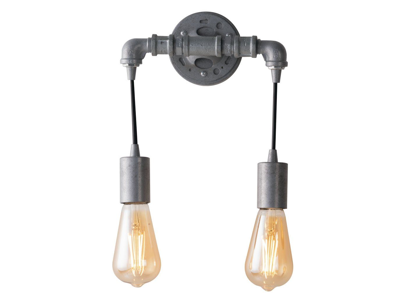 LUCE Design LED Wandleuchte, LED wechselbar, warmweiß, innen, ausgefallene Industrial Rohr Lampe Treppenhaus, Grau B: 27,5cm