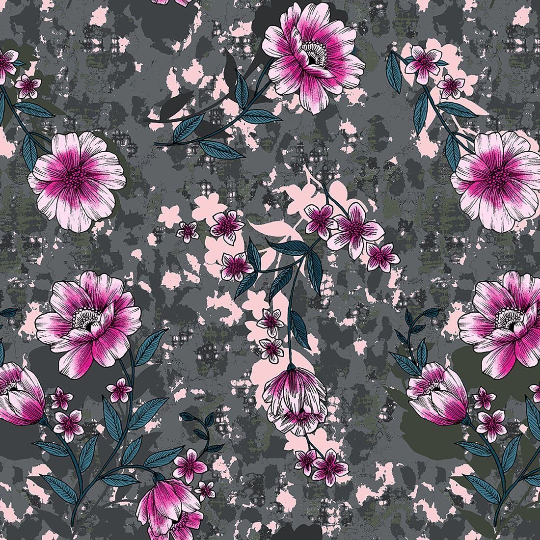 Blumen" Dickies Kasack bedruckter Motiv "rosa Funktionsbluse Kasack mit Bunt Damen