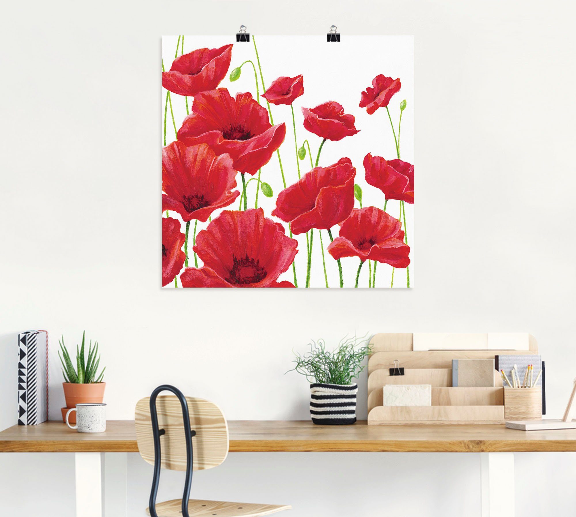 Artland Wandbild Rote Mohnblumen I, Blumen (1 St), als Leinwandbild, Poster in verschied. Größen