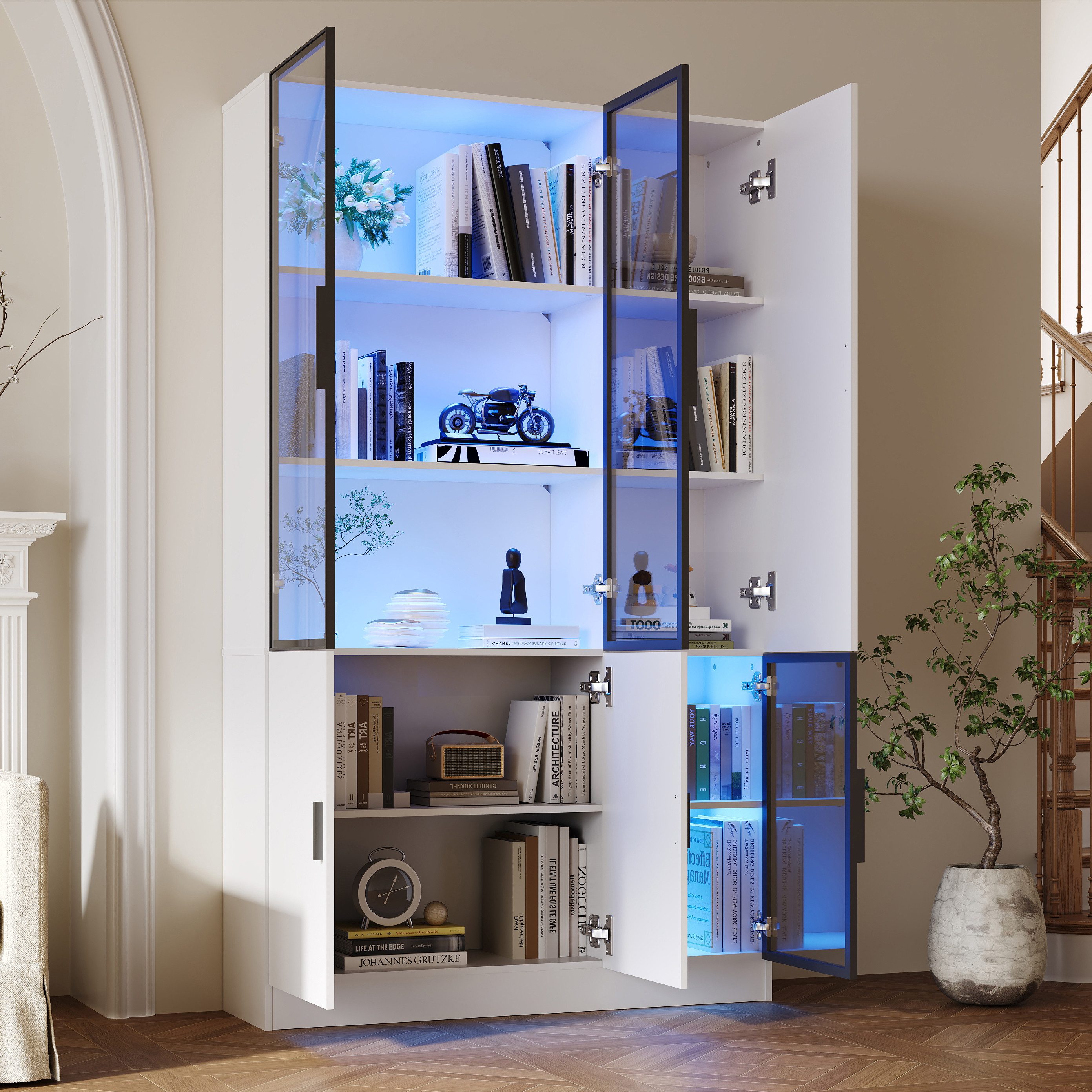 Merax Glasvitrine mit LED und Aluminiumrahmen günstig online kaufen