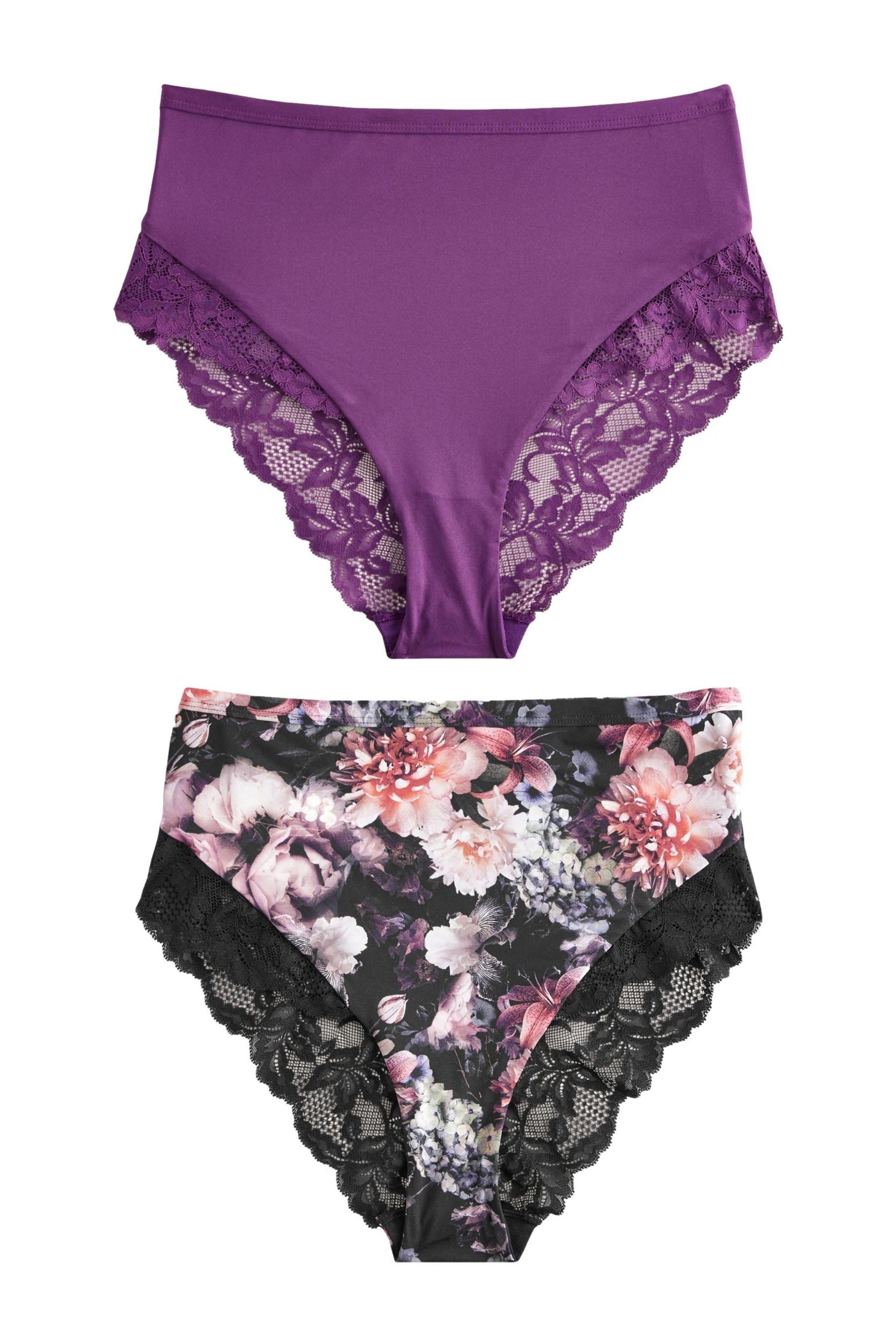 High-Waist-Slip 2er-Pack Slips mit Spitze und hohem Beinausschnitt
