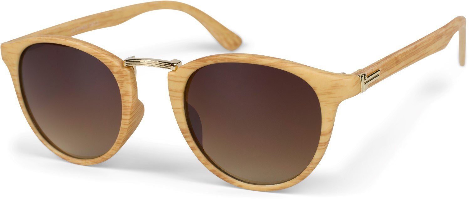 Sonnenbrille Panto Sonnenbrille Holz Optik