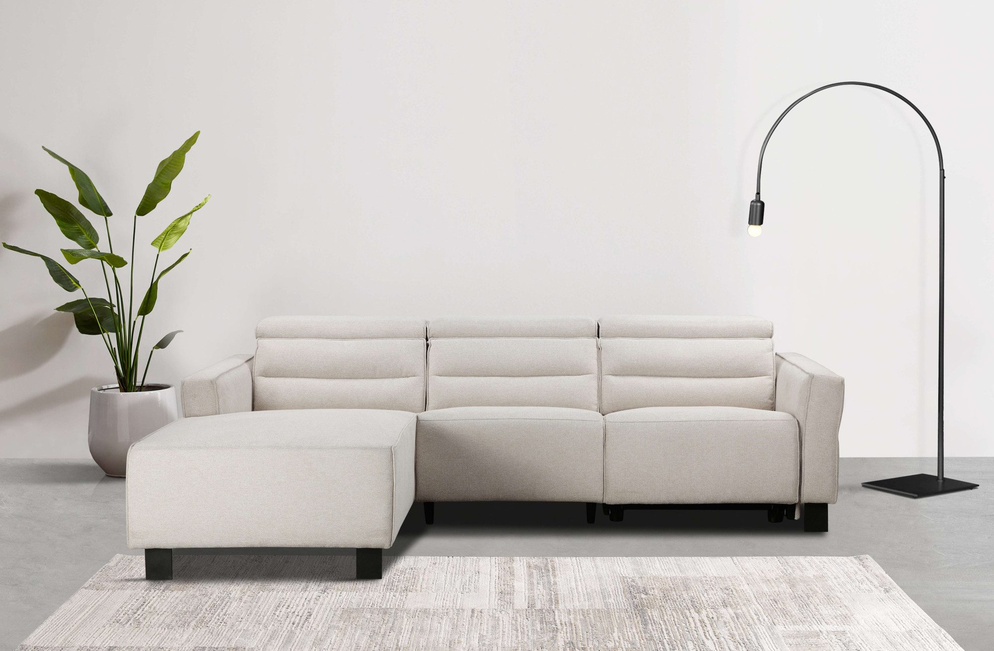Home affaire Ecksofa Carpari, L-Form, 263 cm, manuelle o. elektrische Relaxfunktion, USB A/C und Kopfteilverstellung