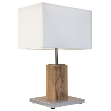 etc-shop Tischleuchte, Leuchtmittel nicht inklusive, Tischleuchte Textil weiß Tischlampe Holz Modern Nachttischleuchte