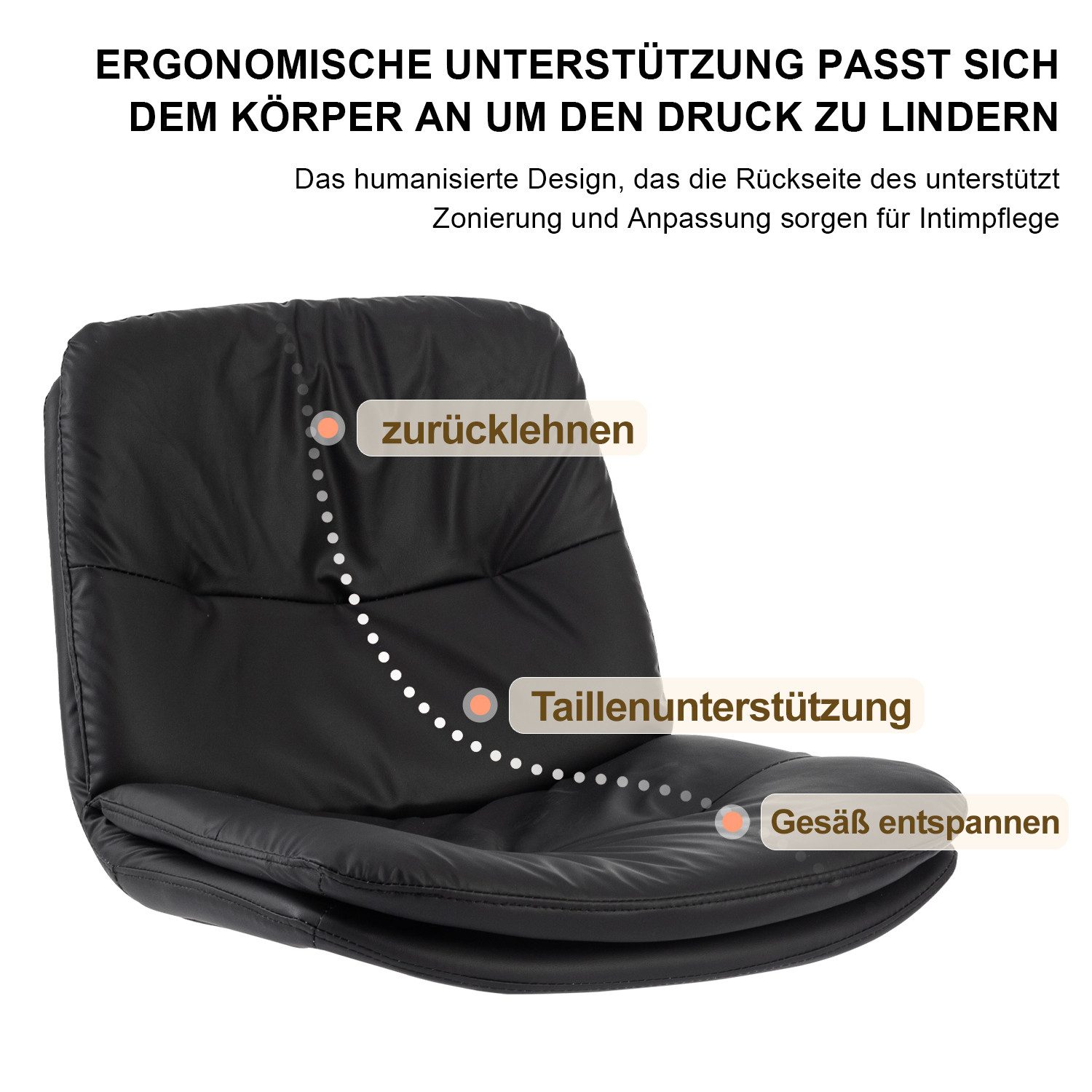 FOXSPORT Drehstuhl mit Rollen - ohne Armlehnen - Bürostuhl höhenverstellbar, belastbar bis 115kg, 360° drehbar, Ergonomische Unterstützung