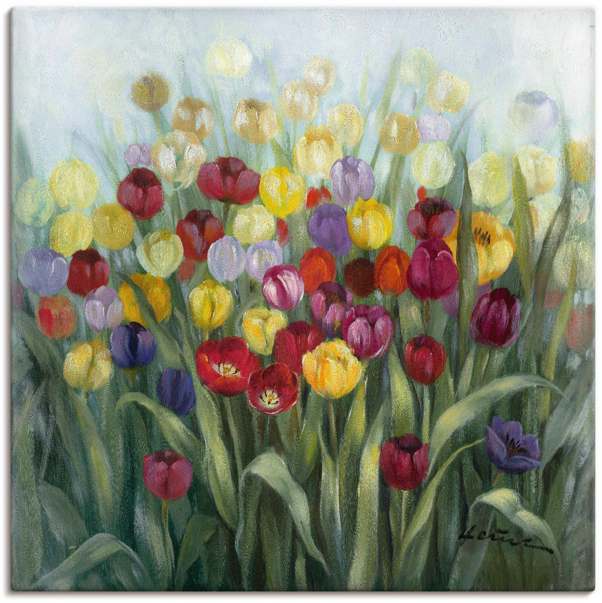 Artland Leinwandbild Tulpenwiese II, Blumenwiese (1 St), auf Holzrahmen gespannt