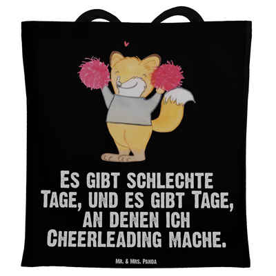 Mr. & Mrs. Panda Tragetasche Fuchs Cheerleader - Schwarz - Geschenk, Turniere, Auszeichnung, Einka (1-tlg), Cross Stitching Griffe
