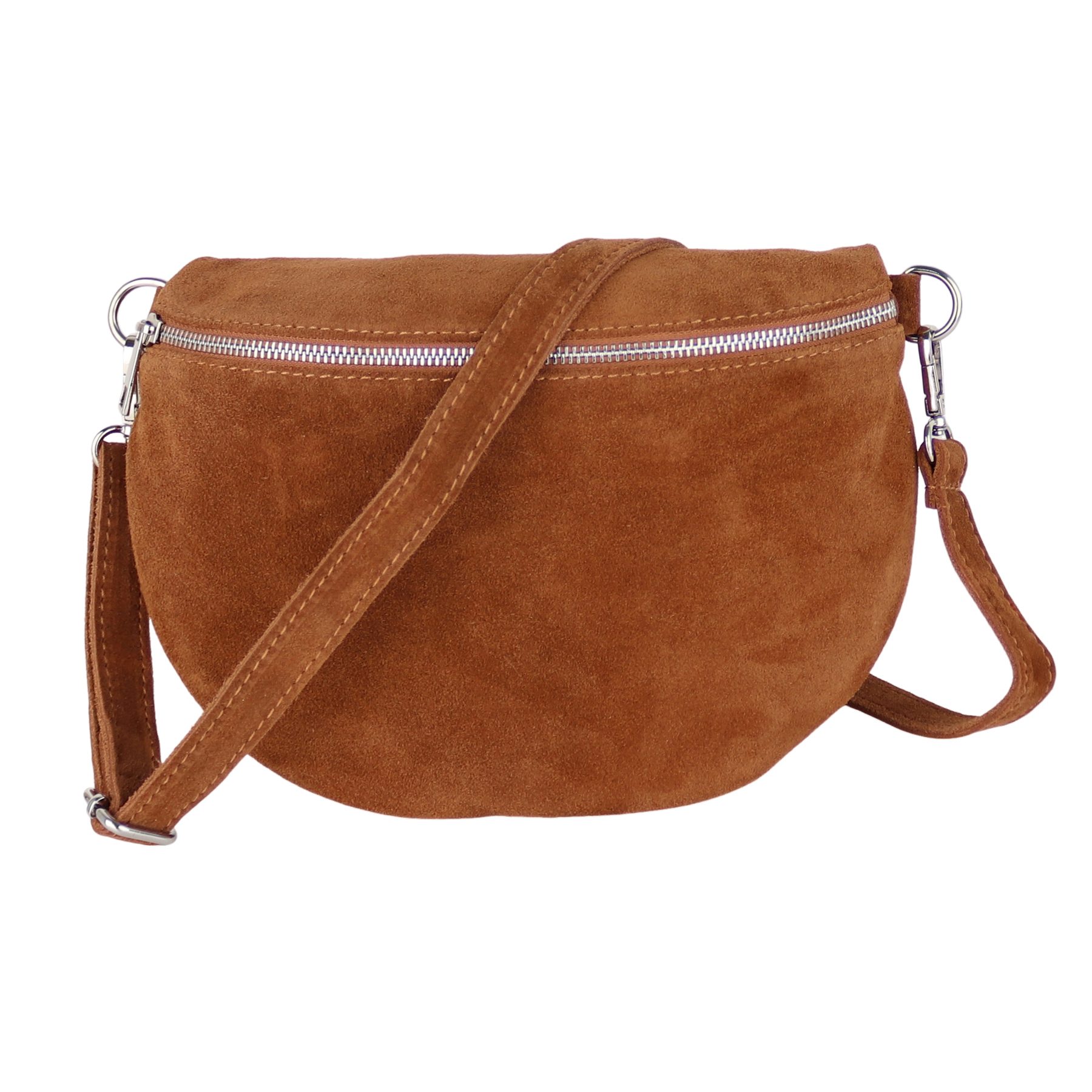 MIRROSI Bauchtasche Damen,Wildleder, Made in Italy,Umhängetasche, Brusttasche (Schultertasche für jeden Anlass (1 Tasche & 1 oder 2 Gurte), 26x20x8 cm, Reißverschlussfach auf der Rückseite), Crossbody Bag, gemusterten& verstellbaren Schulterriemen
