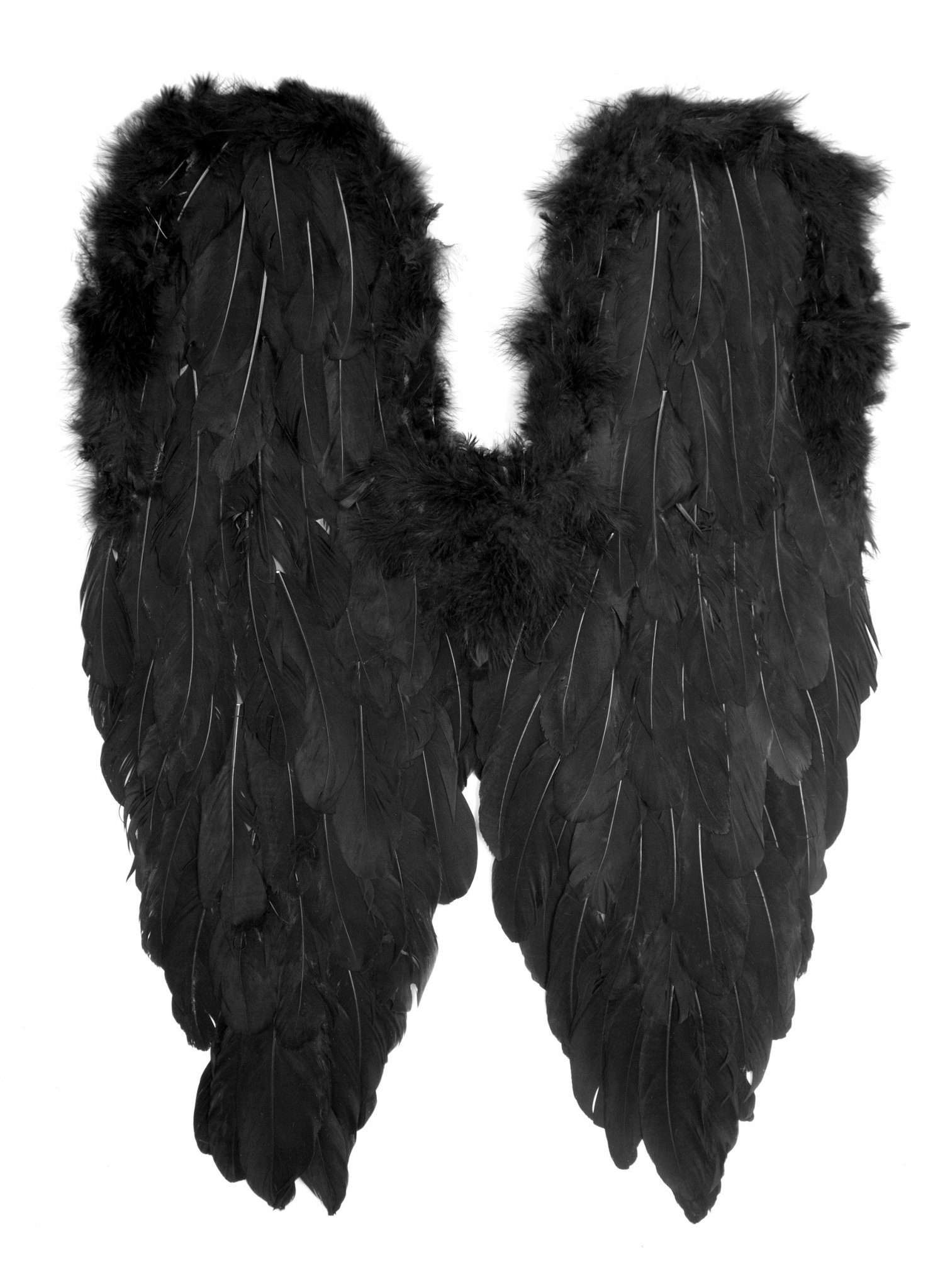 Metamorph Kostüm-Flügel Große schwarze Kostüm Feder Flügel - für Fasching, Imposante Federflügel für Elfen, Dämonen und Engel Kostüme