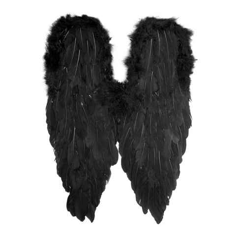 Metamorph Kostüm-Flügel Große schwarze Feder Flügel für Fasching Halloween, Imposante Federflügel für Elfen, Dämonen und Engel Kostüme