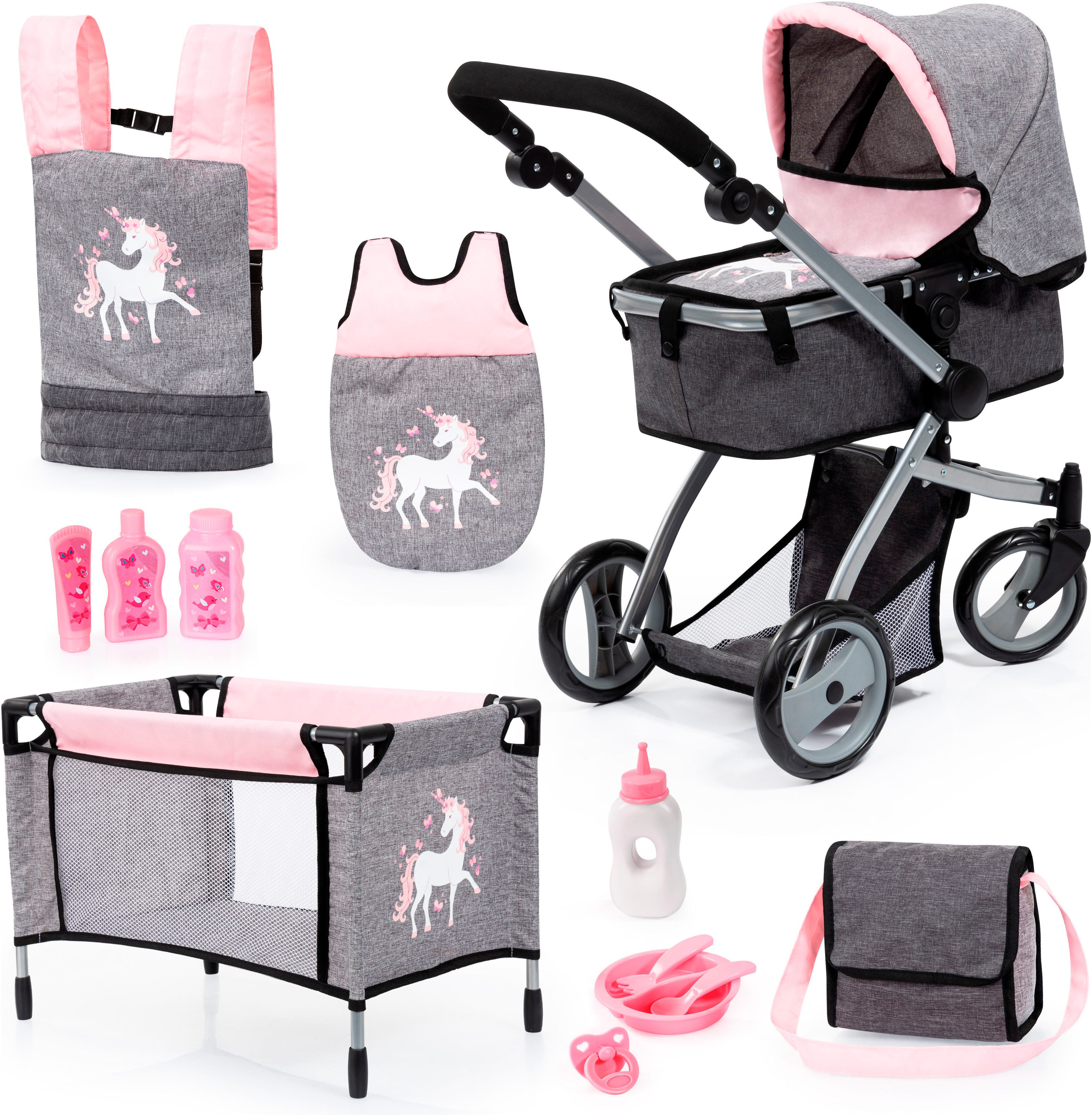 Bayer Puppenwagen Mega grau/rosa, (Set), mit günstig online kaufen