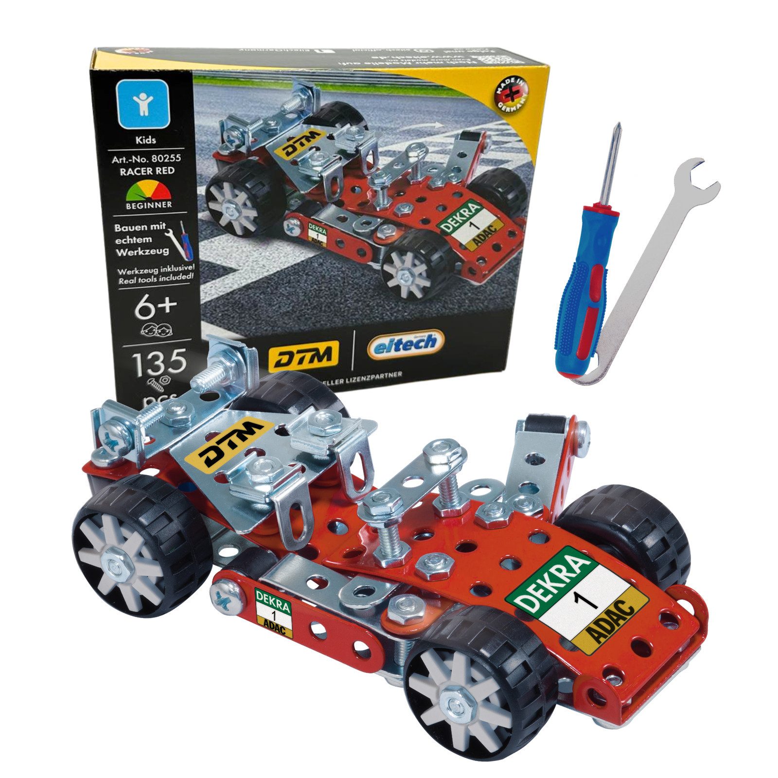 Eitech DTM Racer Red Metallbaukasten, (Modellauto, 135 St., Bastelset), Made in Germany