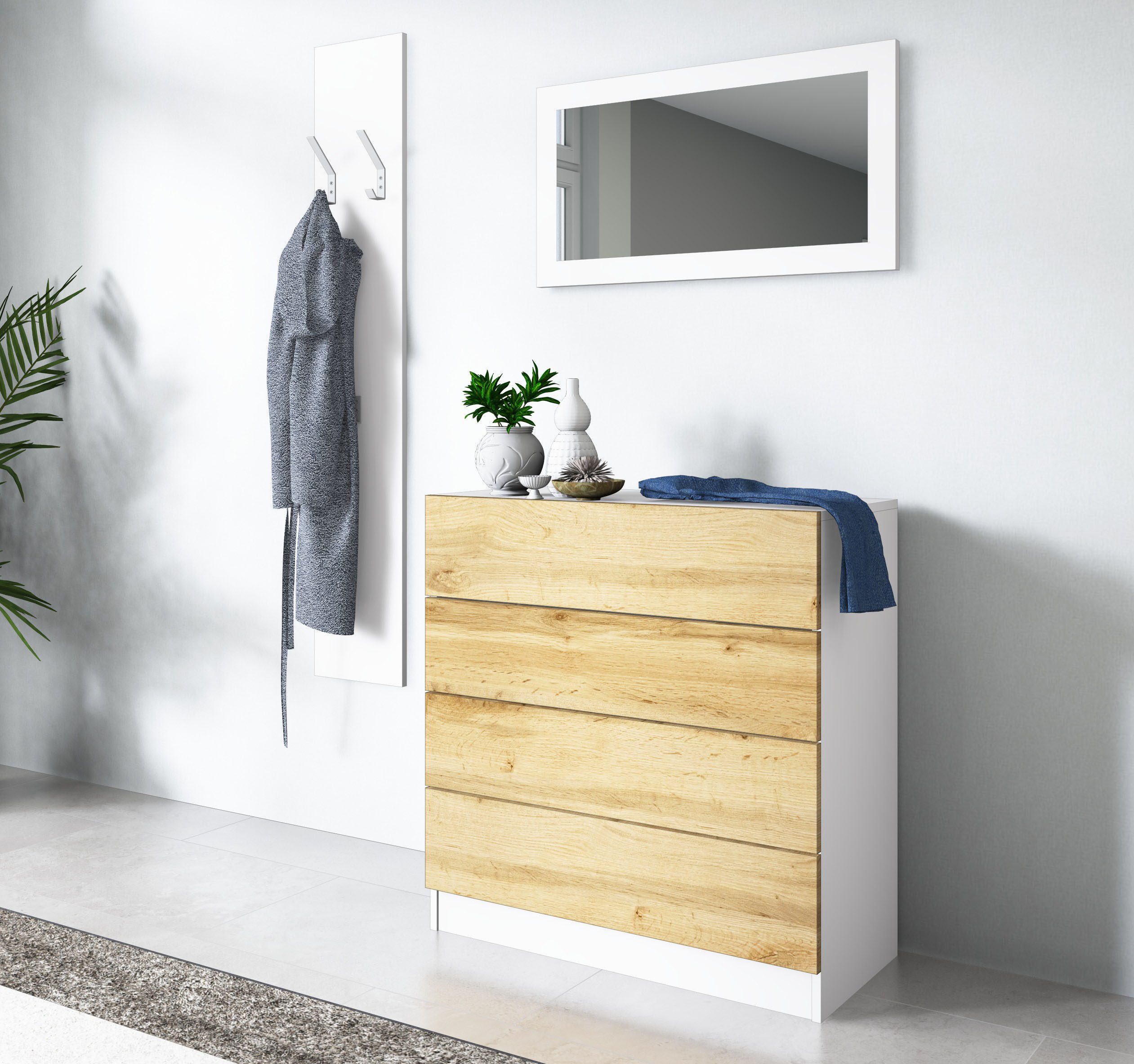 borchardt Möbel Garderoben-Set Vaasa 3, (Set, 3-St), mit Push to Open-Funktion