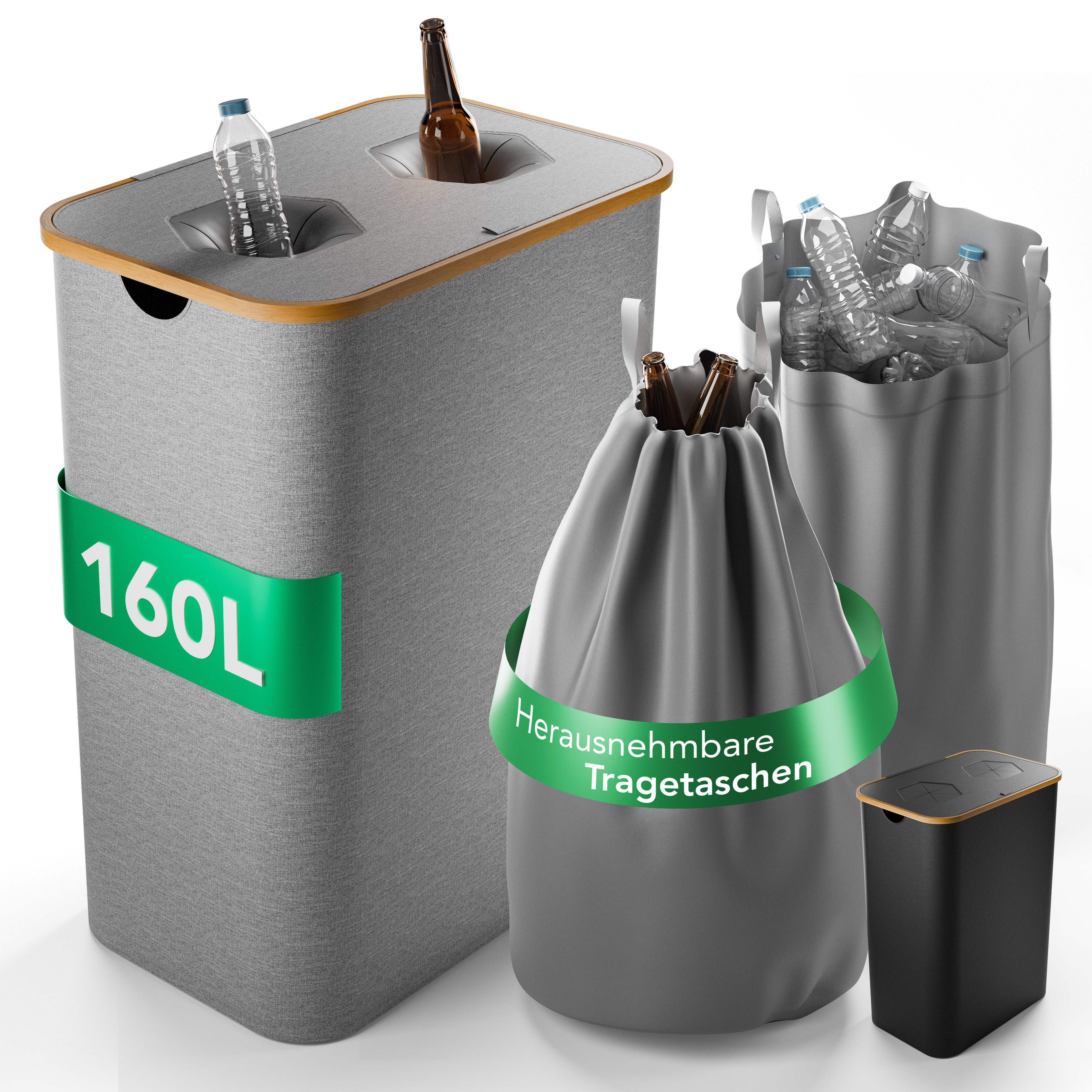 NewHabitat Flaschenkorb Pfandflaschen Sammelbehälter inkl. 2x Tragetaschen günstig online kaufen