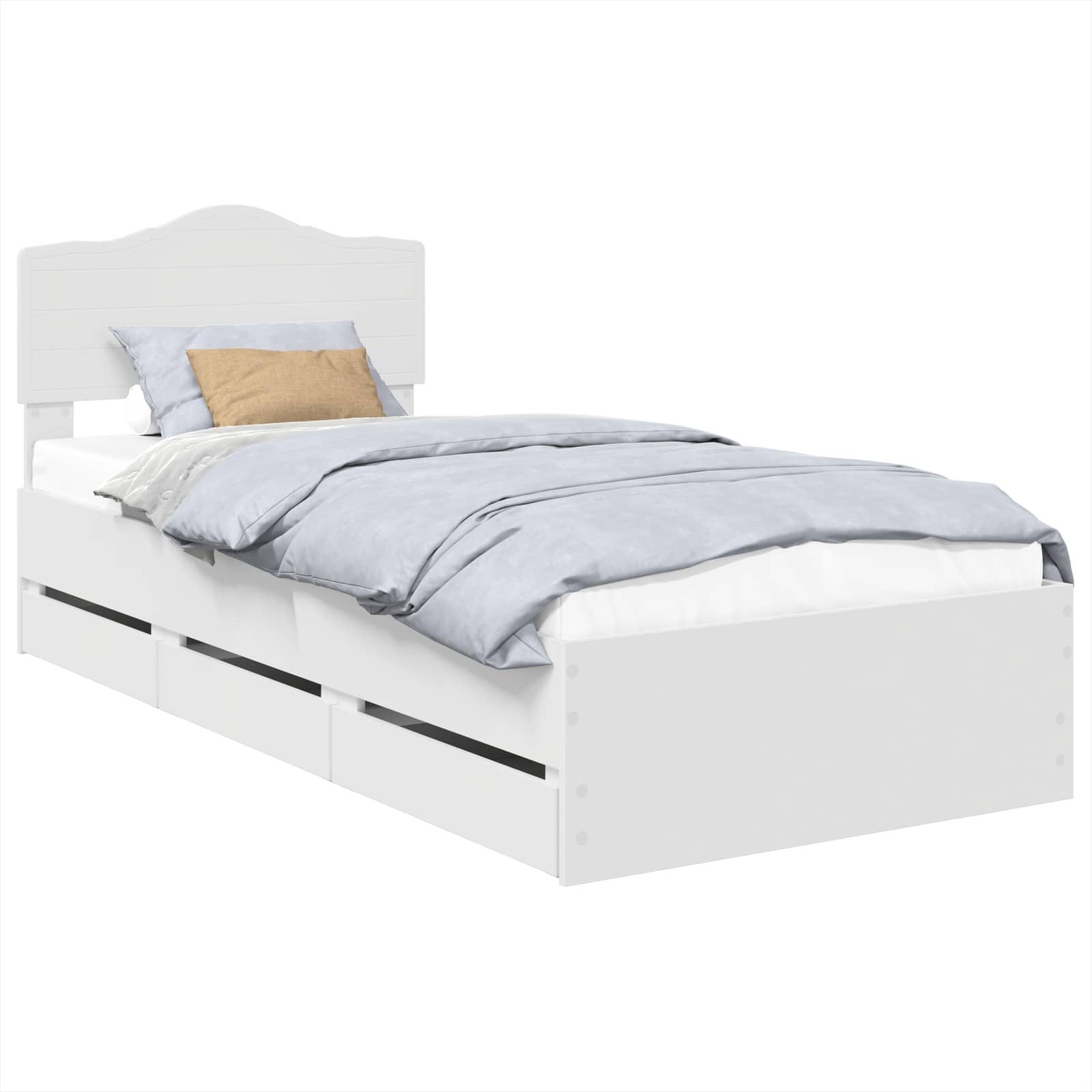 vidaXL Bettgestell Bettrahmen mit Schubladen Weiß 100 x 200 cm Ingenieurs Holz (1-tlg)