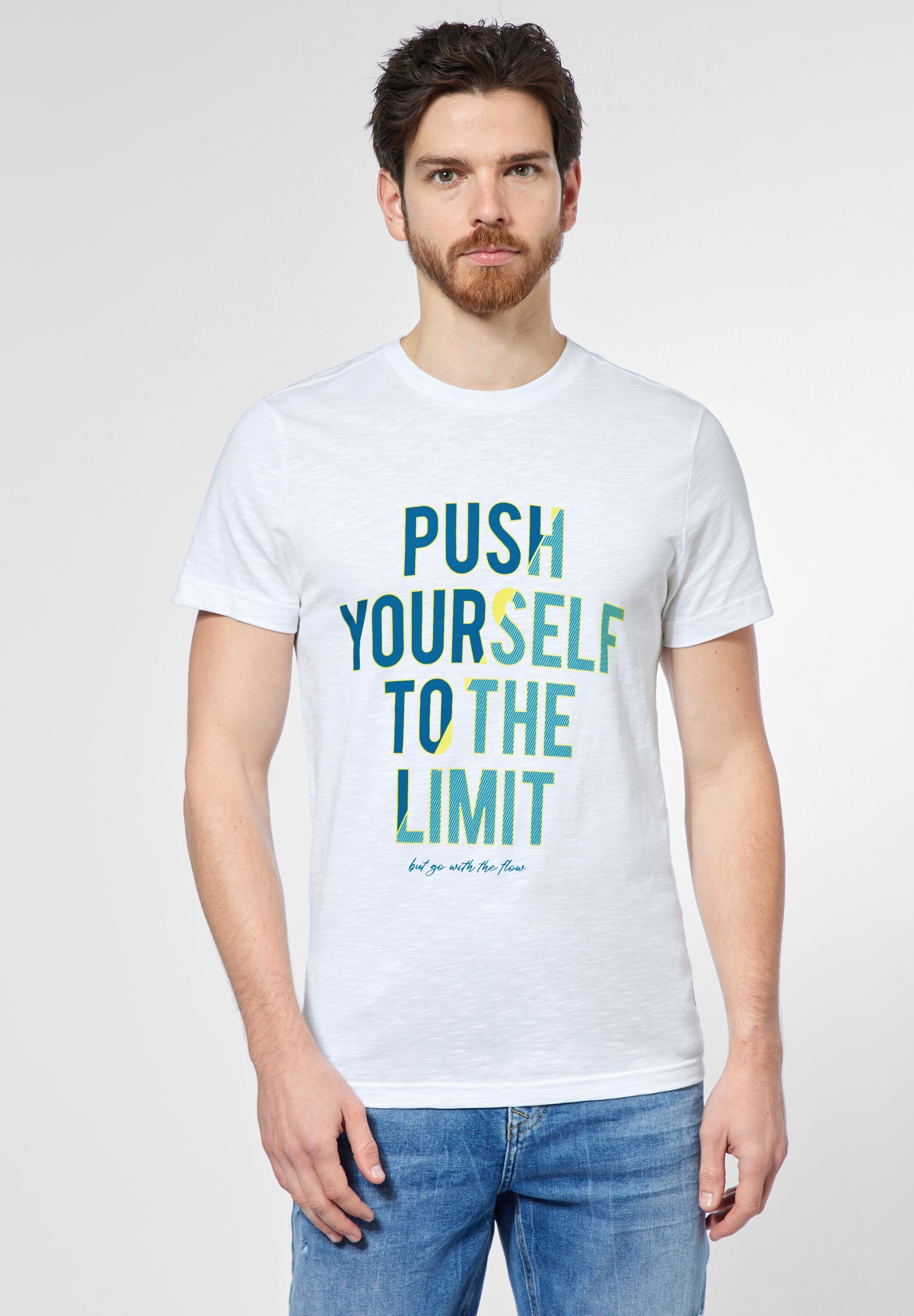 ONE White Wording-Print T-Shirt mit STREET MEN