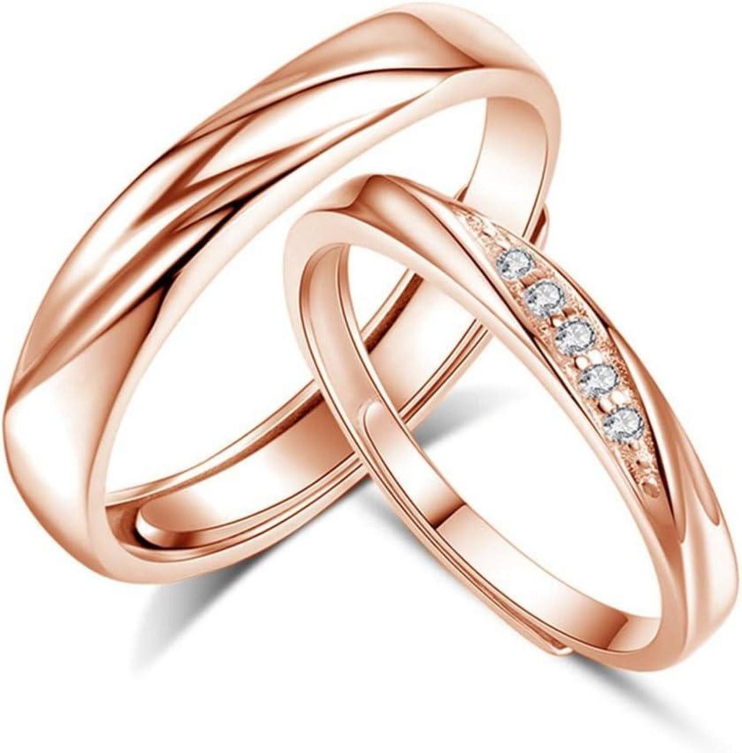 Josfeva Trauring Обручальные кольца Paare Кольца 925 Sterling Silber Offen Verstellbar Zirkonia