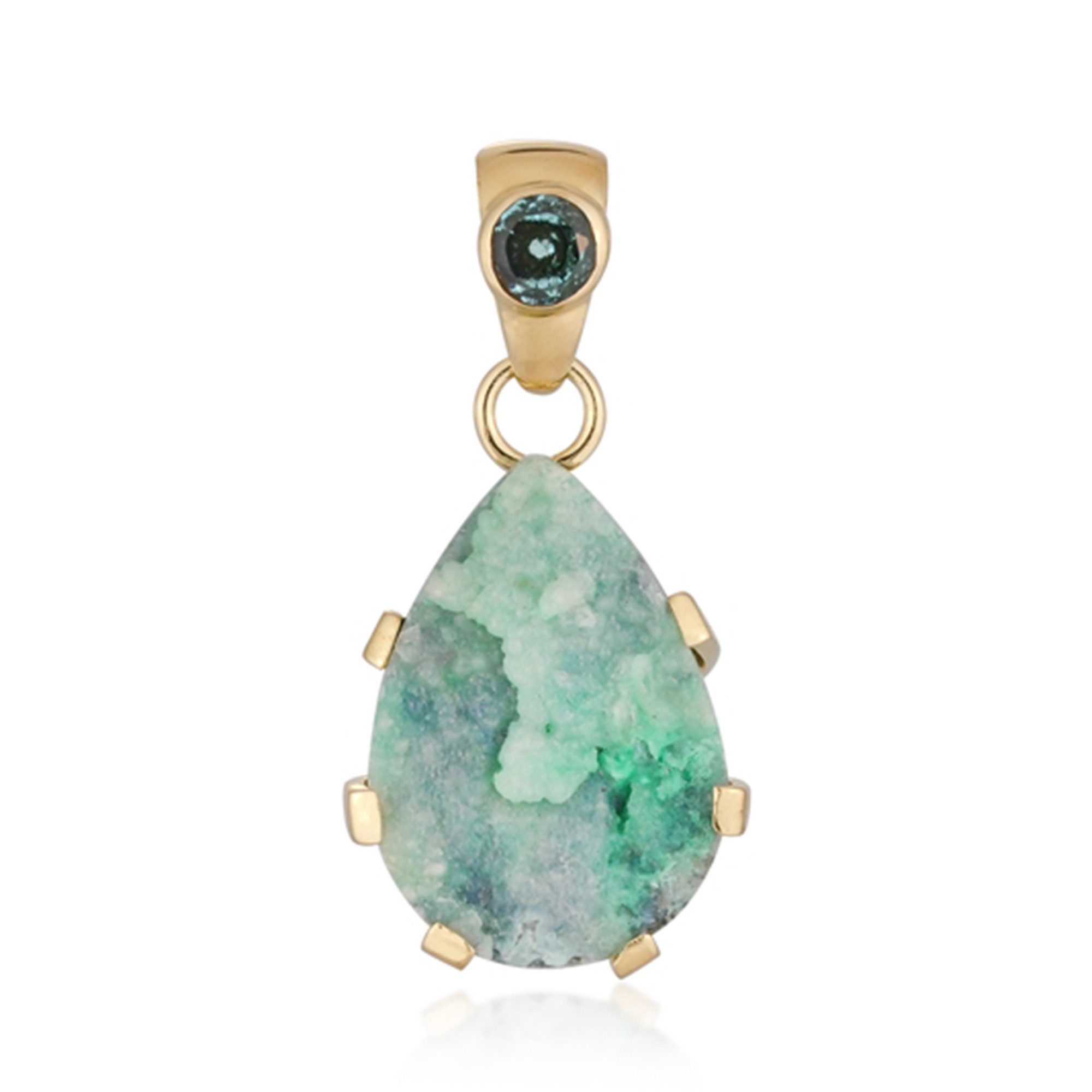 Cavill Kettenanhänger Drusen Silica & Topas Tropfen, 6,5 ct, 0,35 ct, vergoldet S925 (1-tlg)