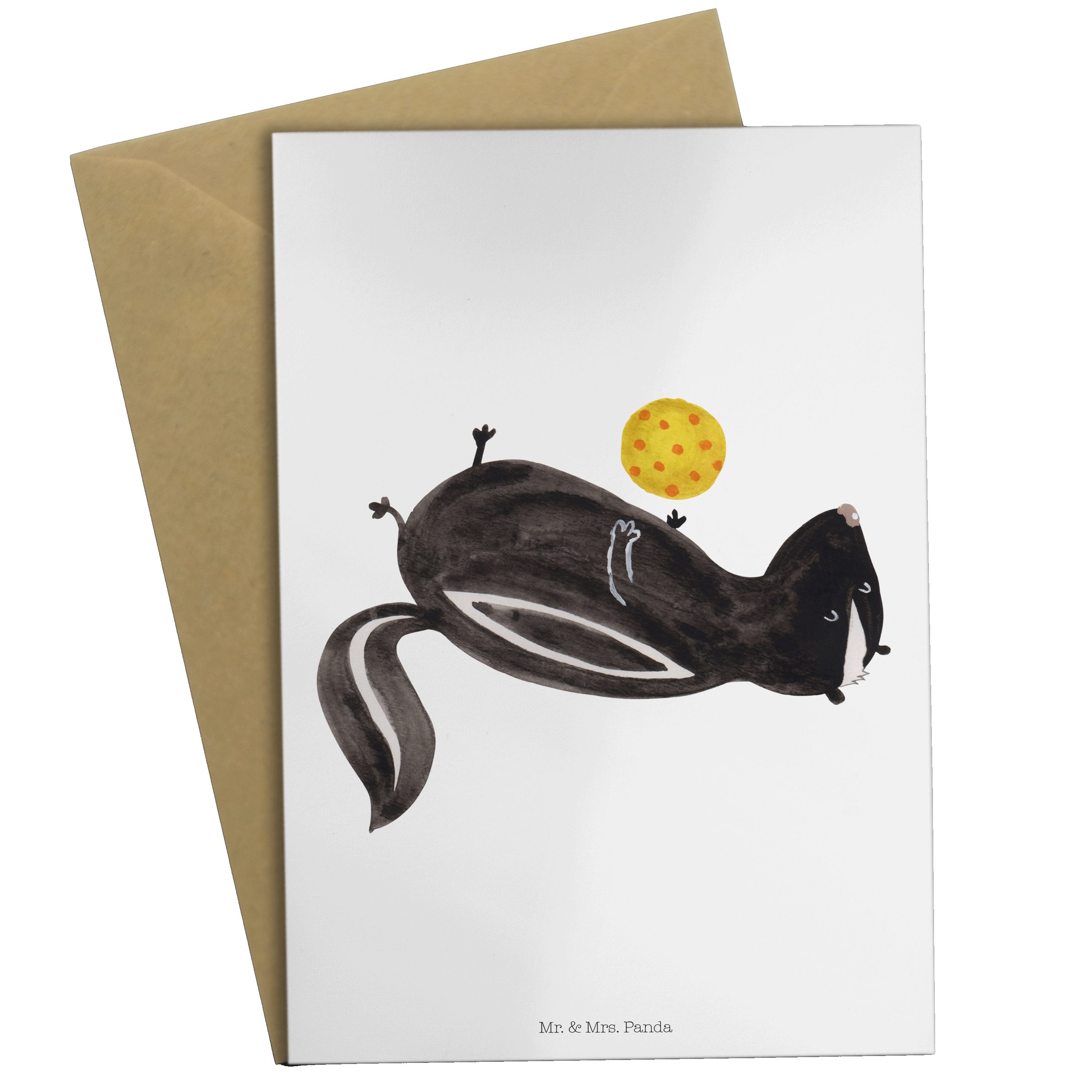 Mr. & Panda Hochzeitskarte, Mrs. Ball - Geschenk, Glückwunschkarte, - Grußkarte Stinktier W Weiß