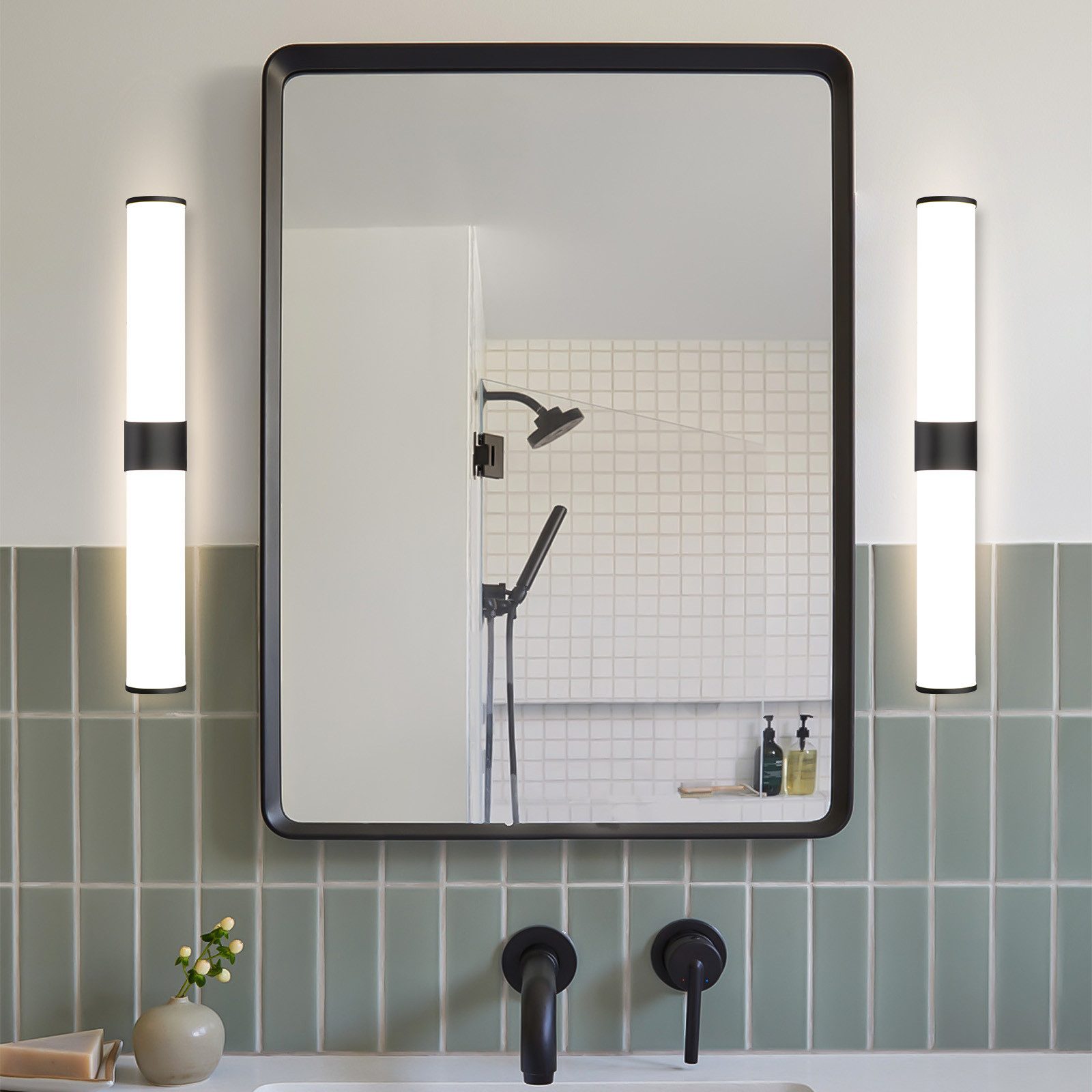 Lampada specchio bagno led nero ip44 luce trucco specchiera_voghion.com