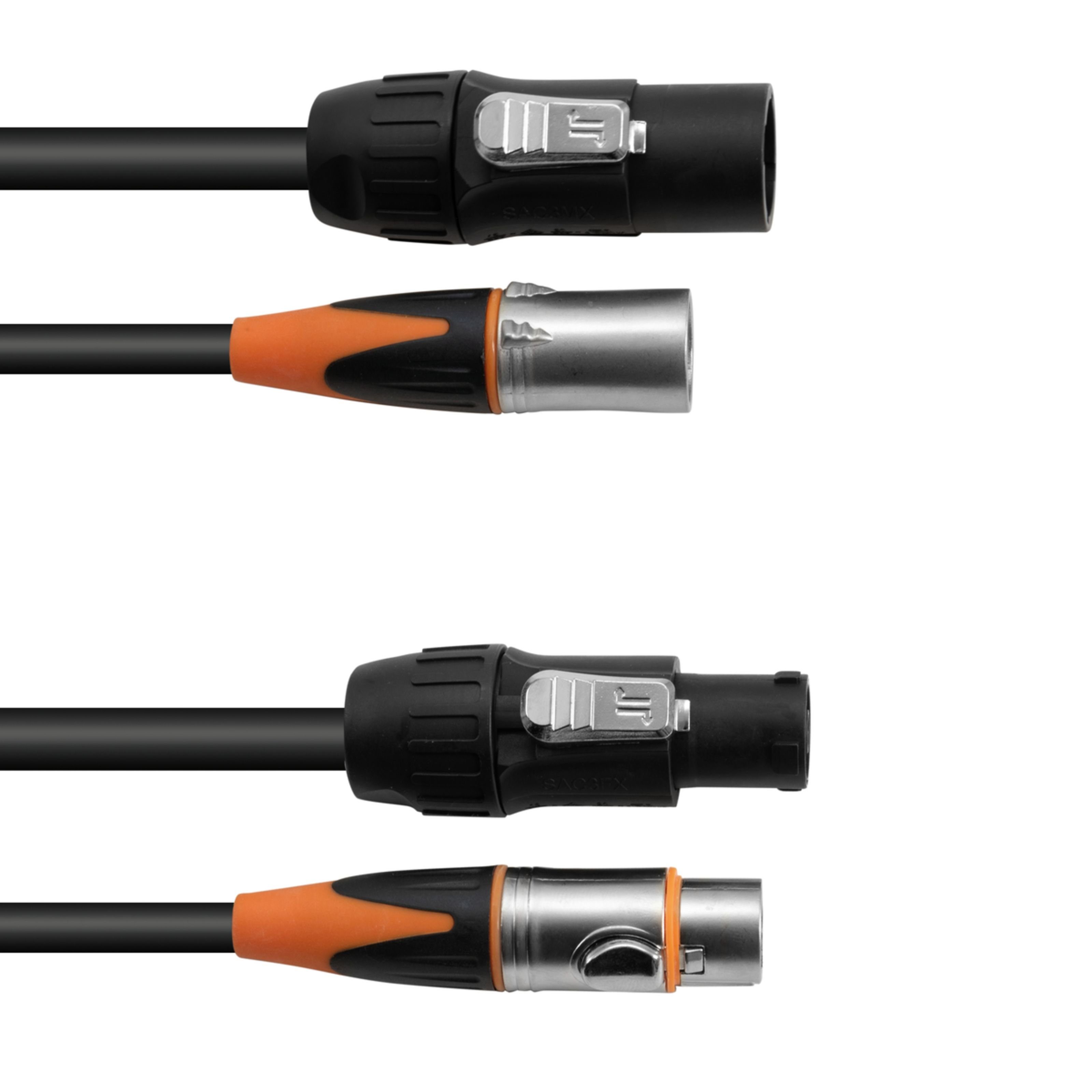 EUROLITE Lampen-Verbindungskabel, Kombikabel DT-2 DMX IP T-Con/3 Pin XLR 5m - DMX Kabel