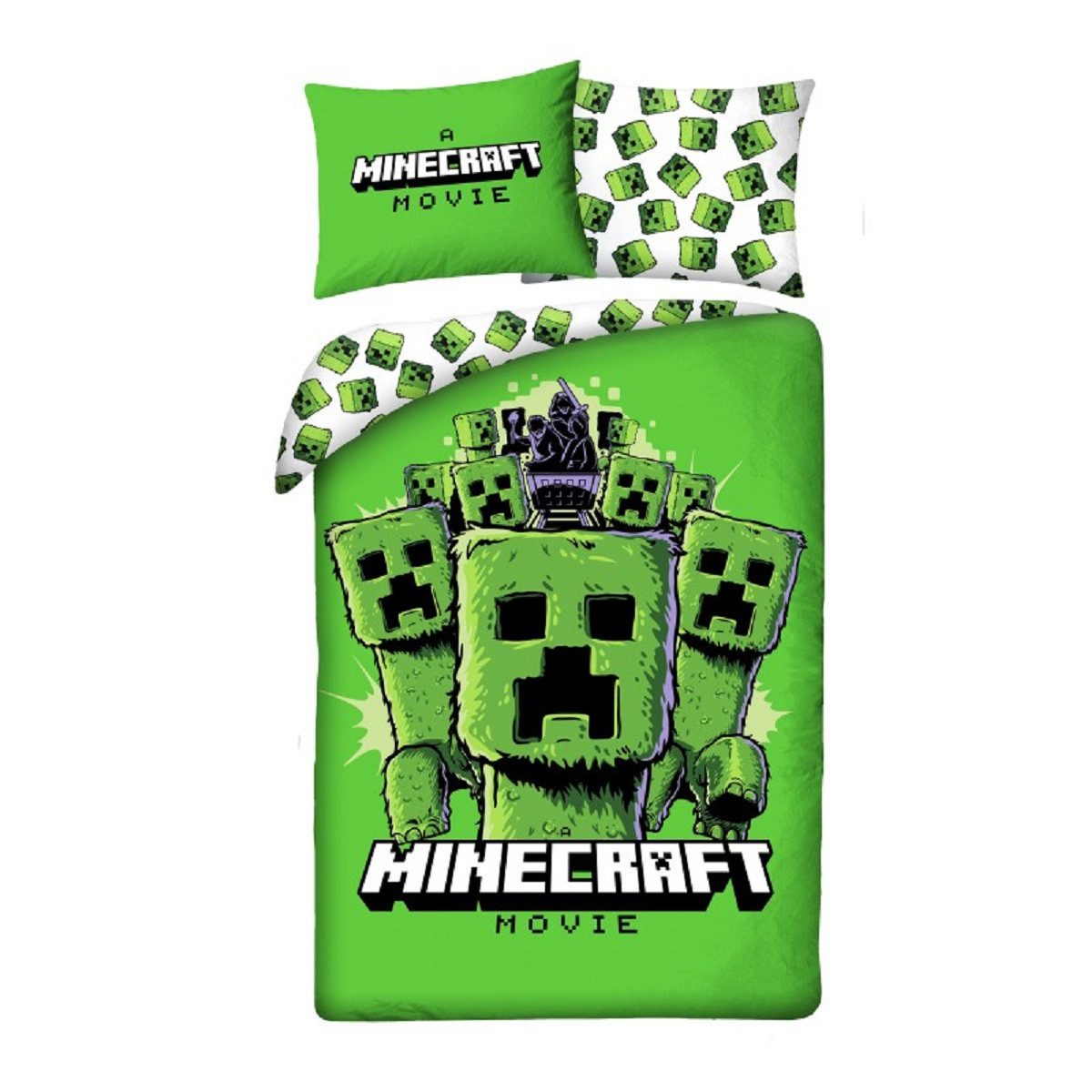 Minecraft Bettwäsche Set aus Baumwolle Deckenbezug 140 × 200 cm mit 70 × 90 cm Kissenbezug, Baumwolle, 2 teilig