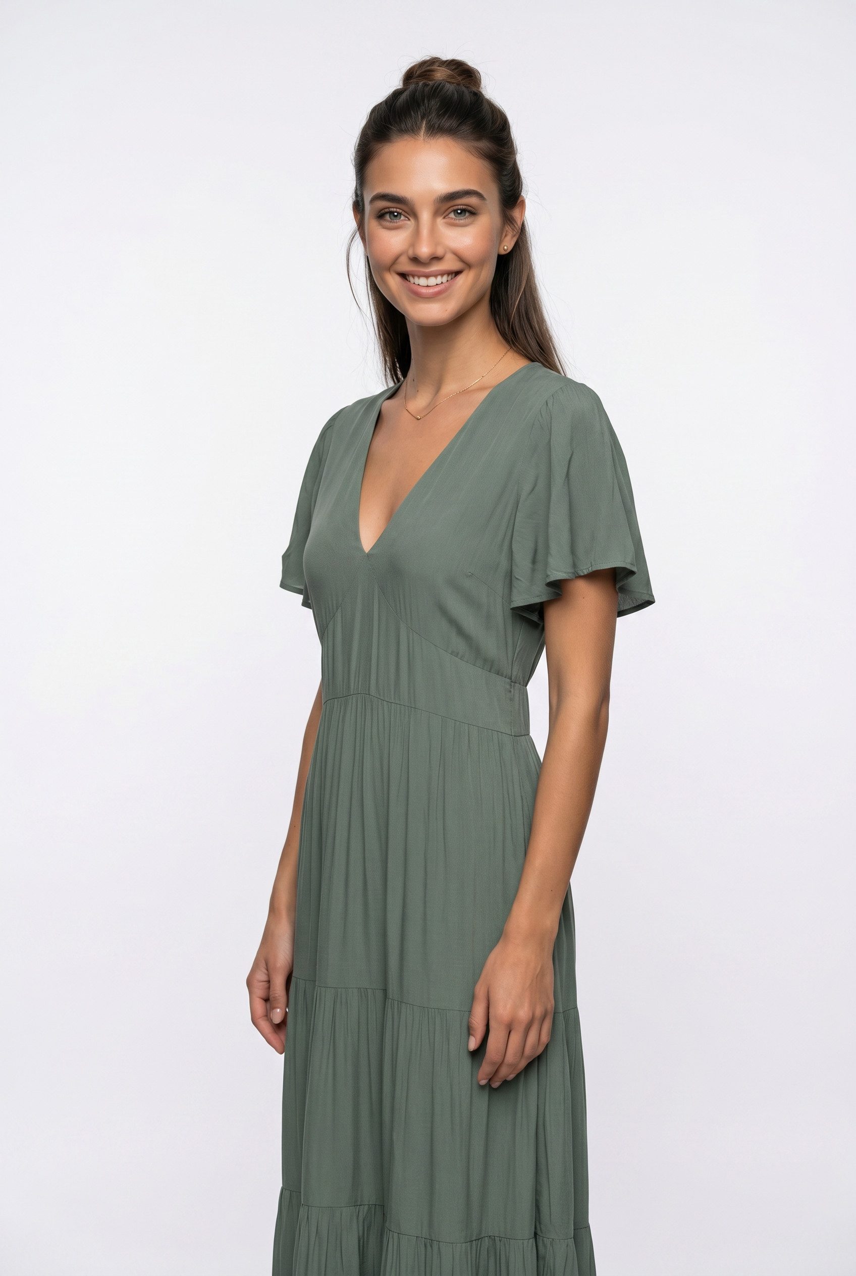Sommerkleid VMMENNY SS 7/8 V-NECK DRESS WVN GA