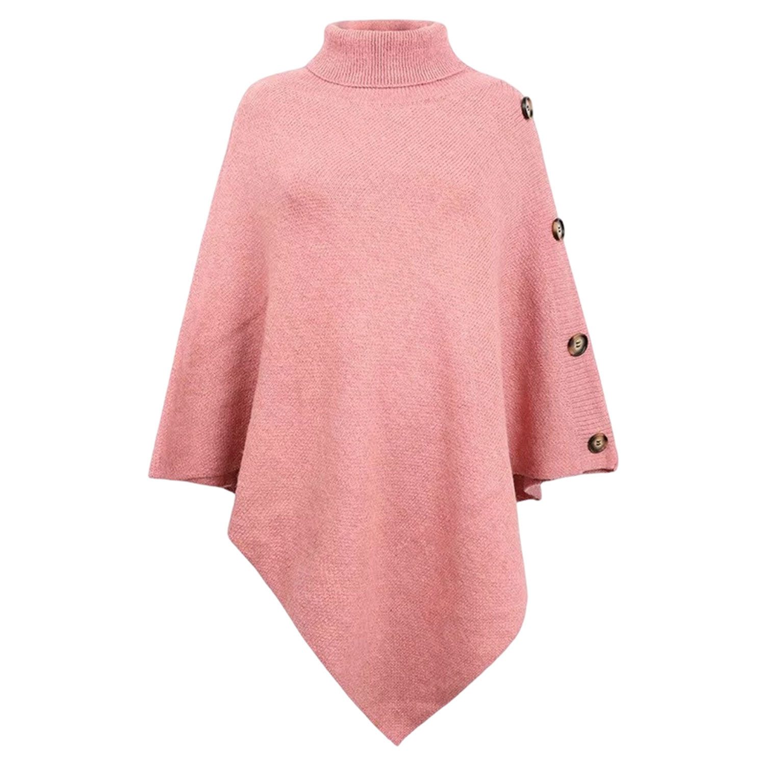 Refttenw Poncho Unregelmäßiger Umhang,Umhang mit hohem Kragen,lässiger Pullover