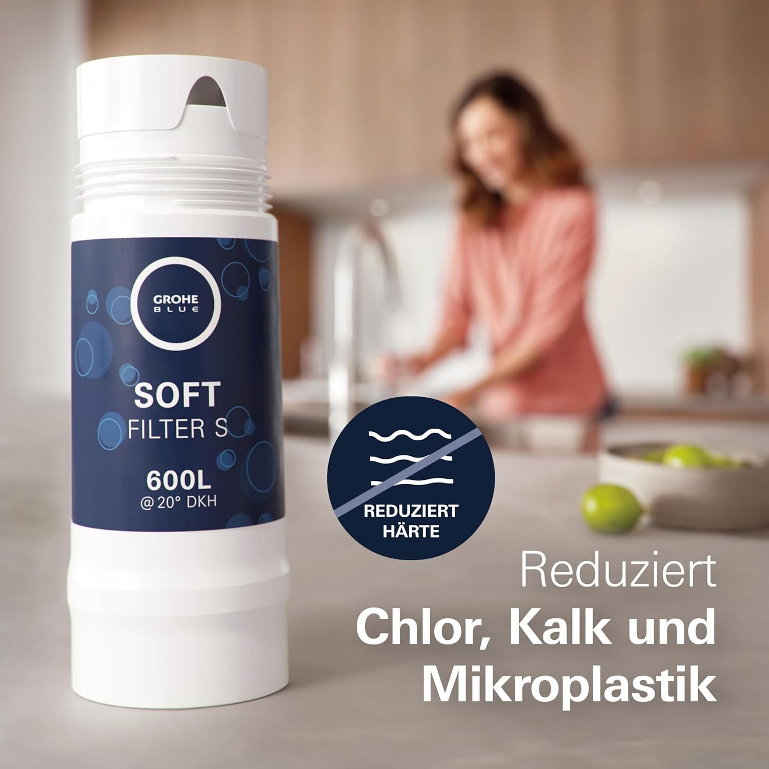 Grohe Kalk- und Wasserfilter Blue, Austauschfilter Soft, S-Size, 600l Kapazität, 40404001