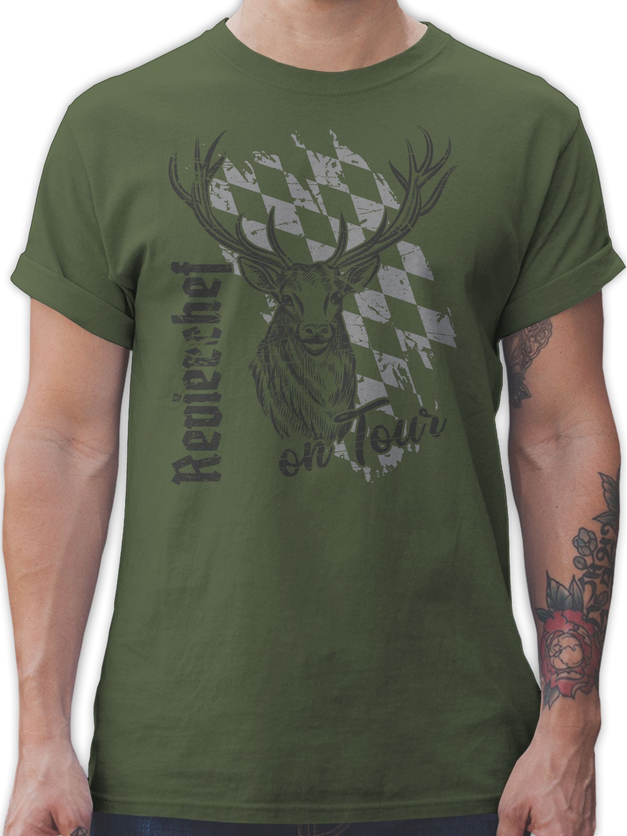 Hirsch T-Shirt Herren Mode Trachten Volksfest Grün Bayern 01 Shirtracer Oktoberfest Jäger Army Jagd Revierchef für