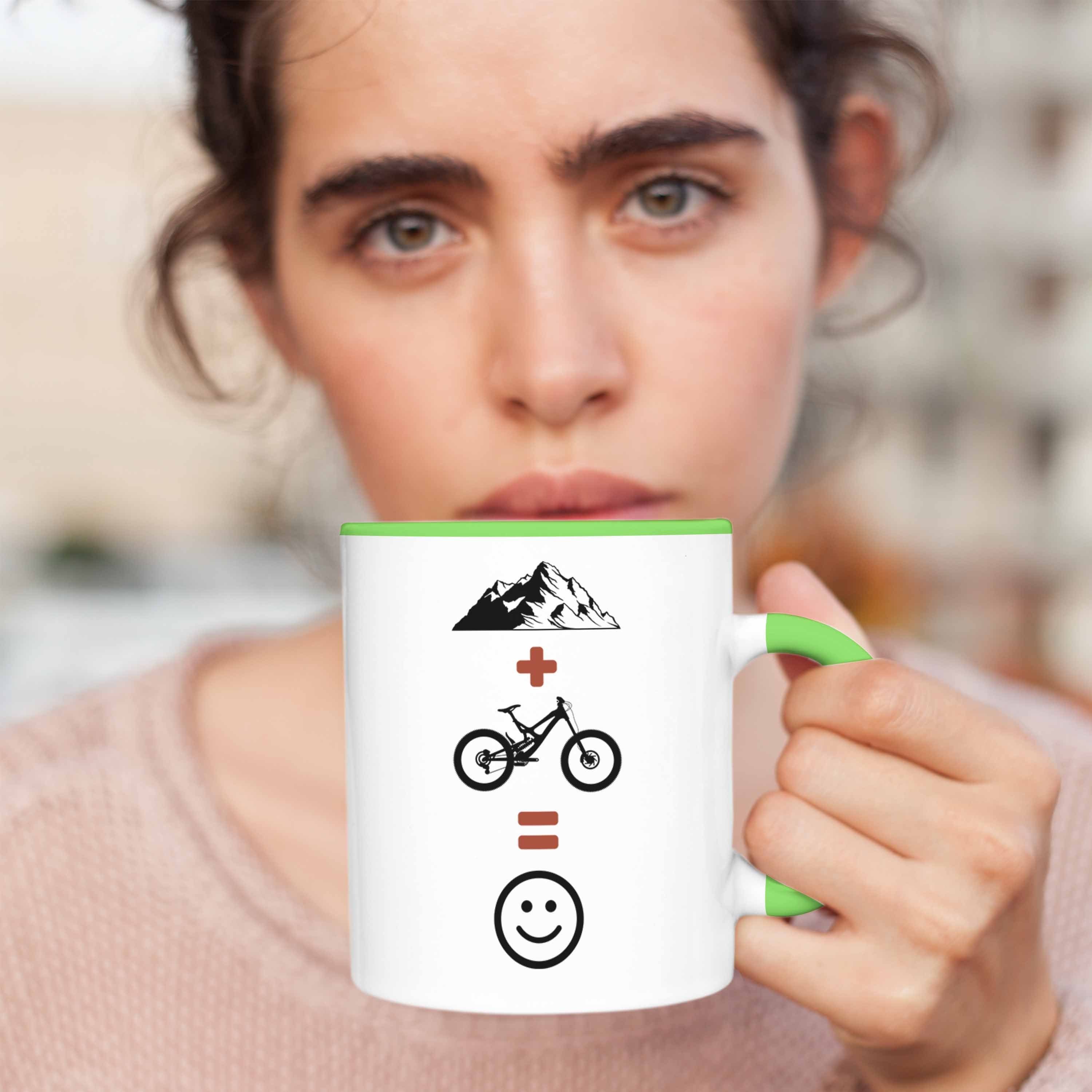 Downhill Fahrer Tasse Grün Tasse Trendation Mountainbike Geschenkidee Geschenk Berge MTB