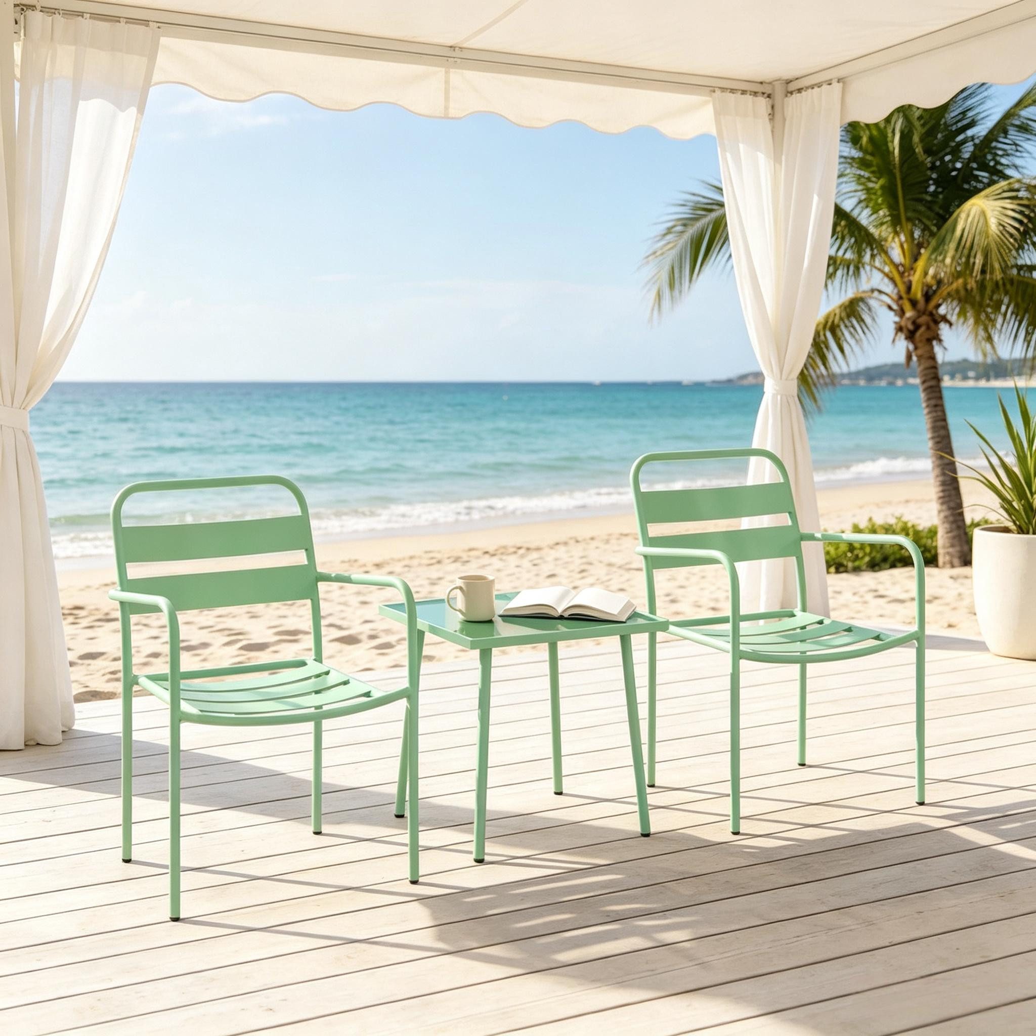 FELIXLEO Bistrotisch Gartenmöbel Set 2 Armlehnenstühle 1 Tisch Lounge Set (1-St)