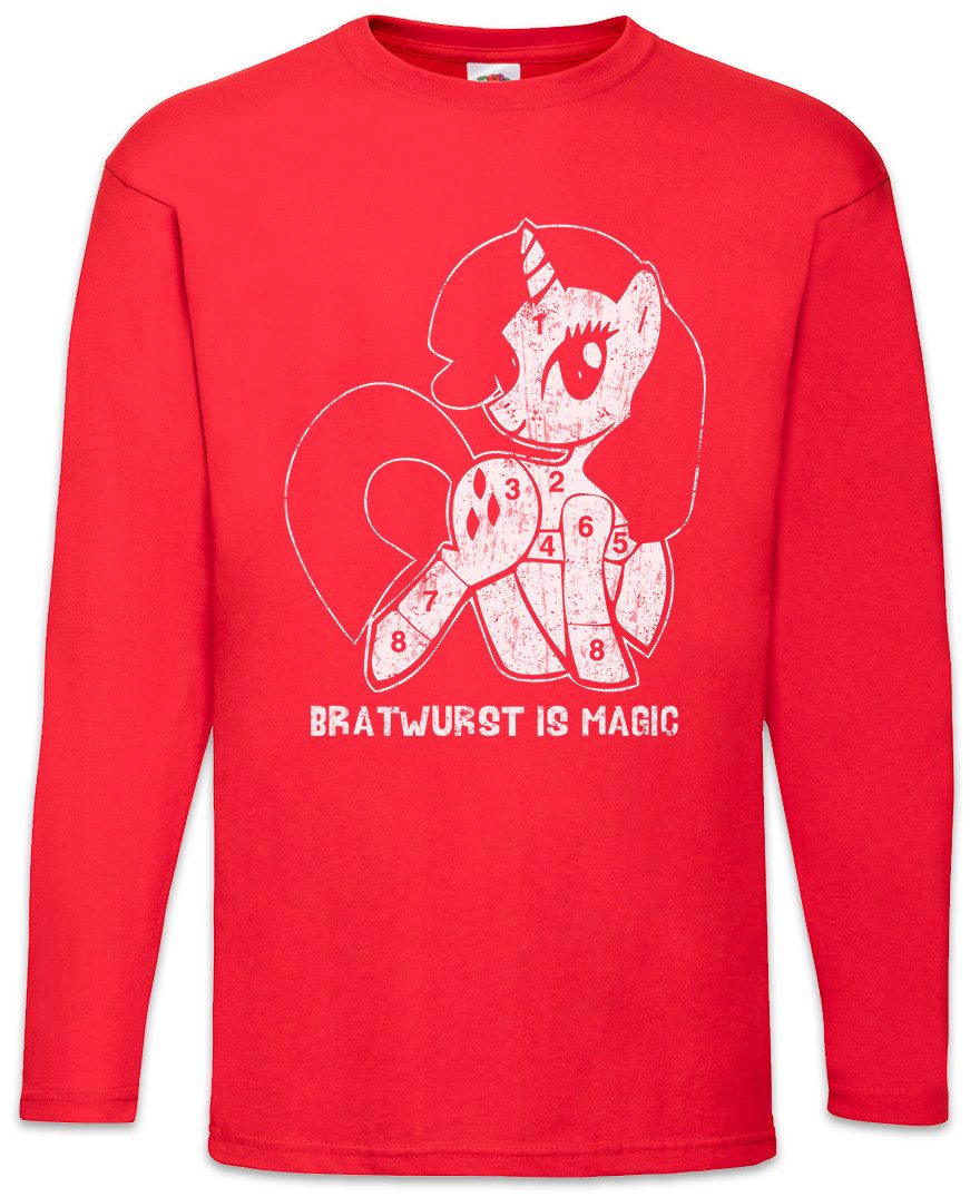 Langarmshirt Unicorn Bratwurst Langarm T-Shirt Einhorn Comic Anime Regenbogen