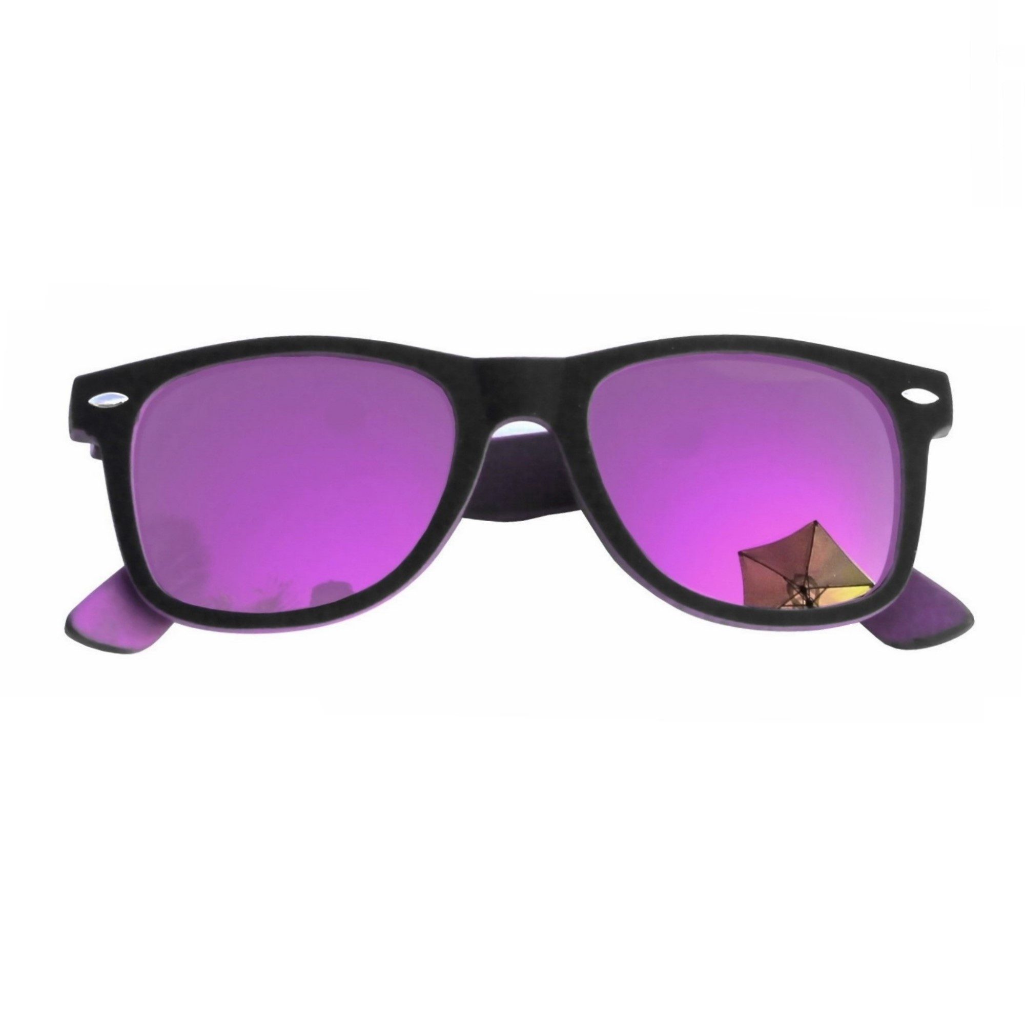 Rennec Sonnenbrille (Retro Sonnenbrille Damen Zweifarbig Lila Schwarz mit Brillenbeutel) Retro Brille Bi Color Festivalbrille Gläser Lila Verspiegelt