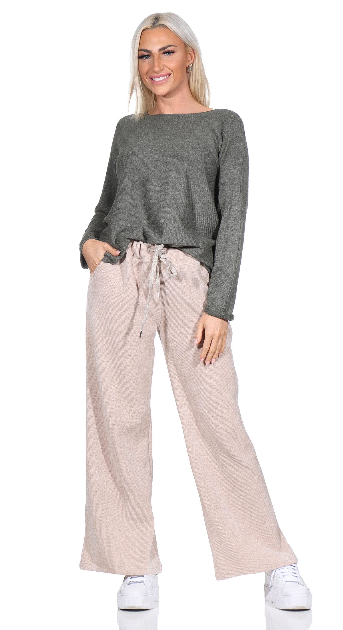 OriginalYou Cordhose Schlupfhose Damen Cordhose Freizeithose Soft Cord Damen Culotte weiches Cordgewebe mit Stretch