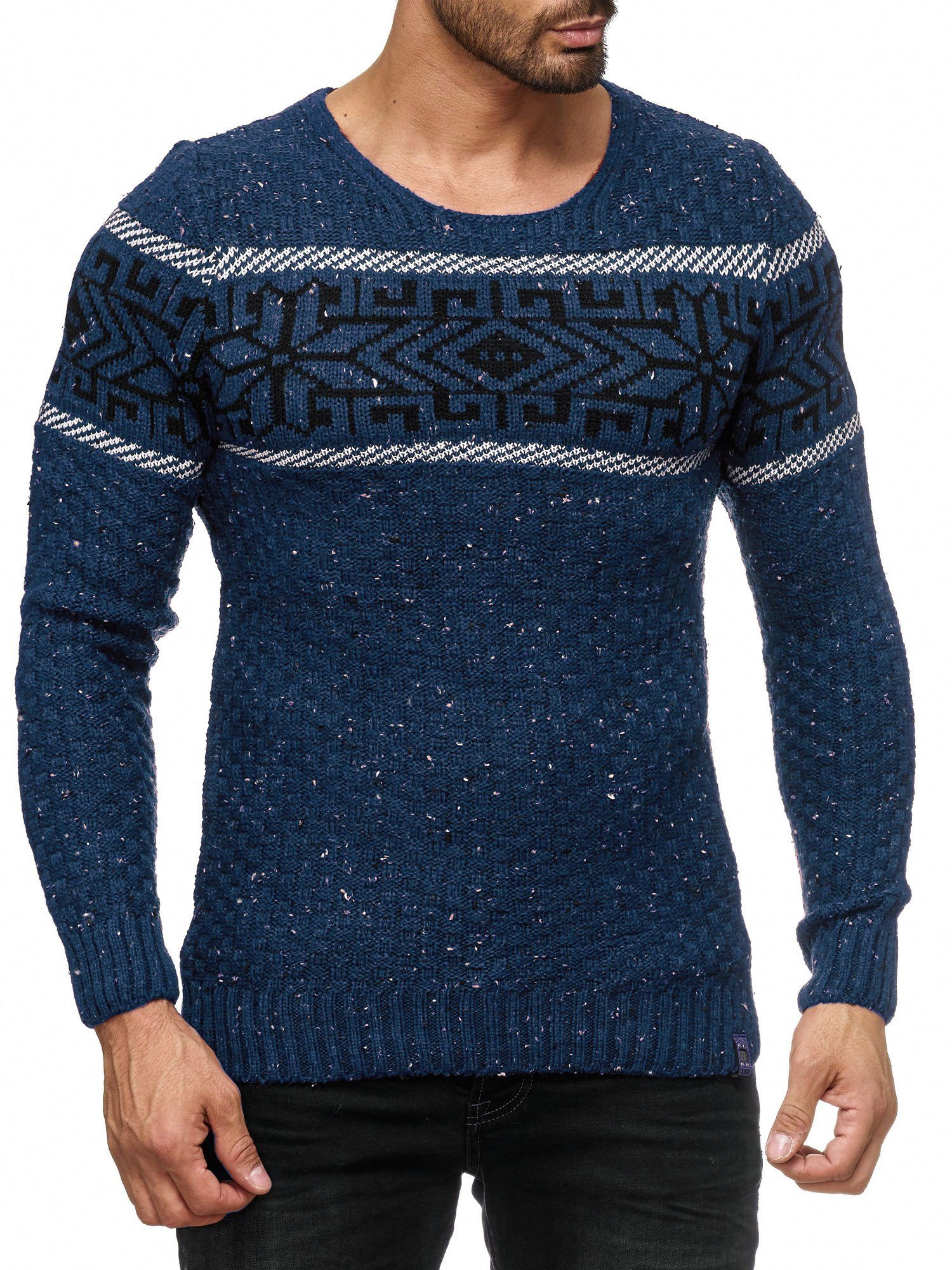 Reslad Strickpullover Herren Strickpullover Rundhals Norwegerpullover Herrenpulli RS-18003 (1-tlg) Norwegermuster Rundhalspullover